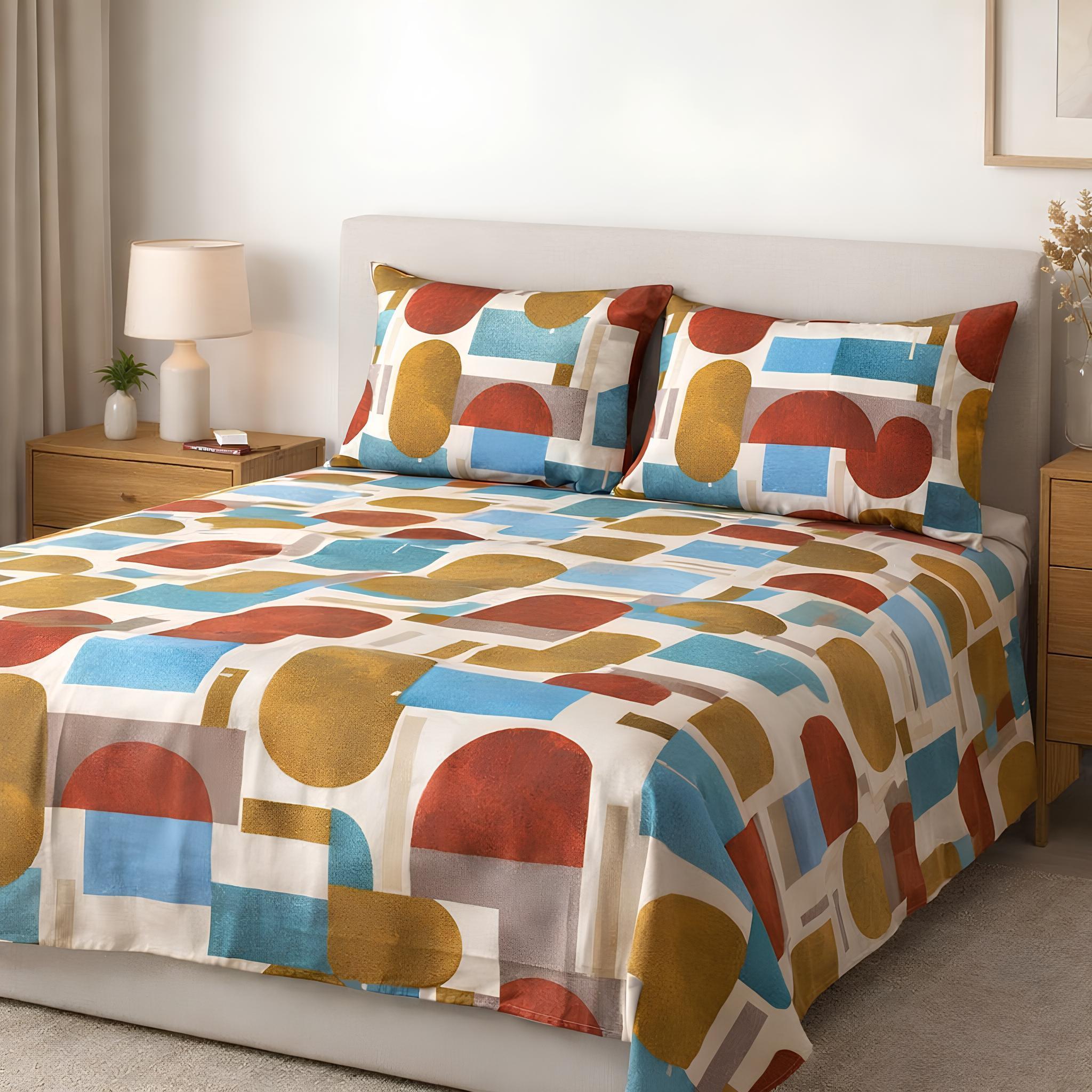 Completo lenzuola matrimoniale Zambaiti Schema fantasia geometrica