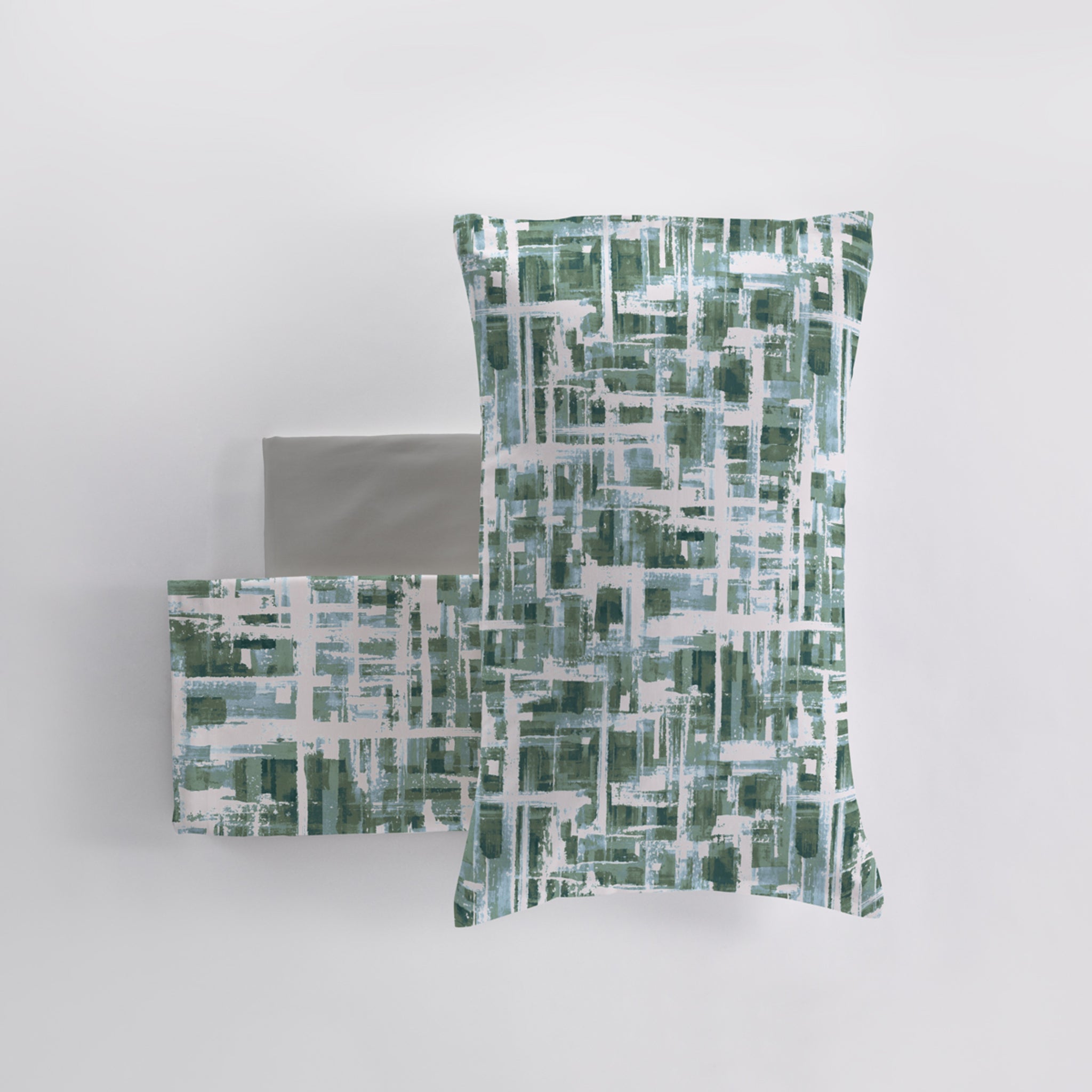 Set letto moderno geometrico verde cotone
