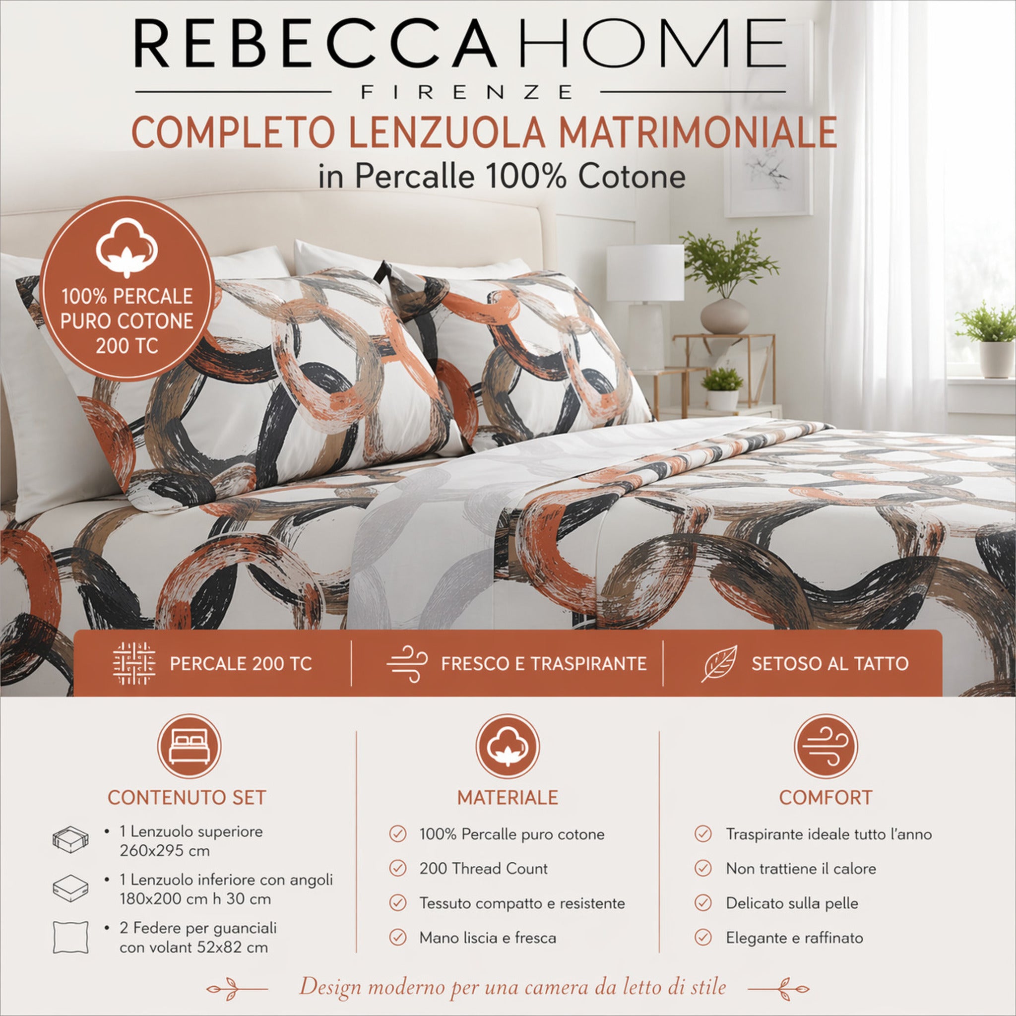 completo lenzuola percalle caratteristiche e misure Rebecca Home Concept 7
