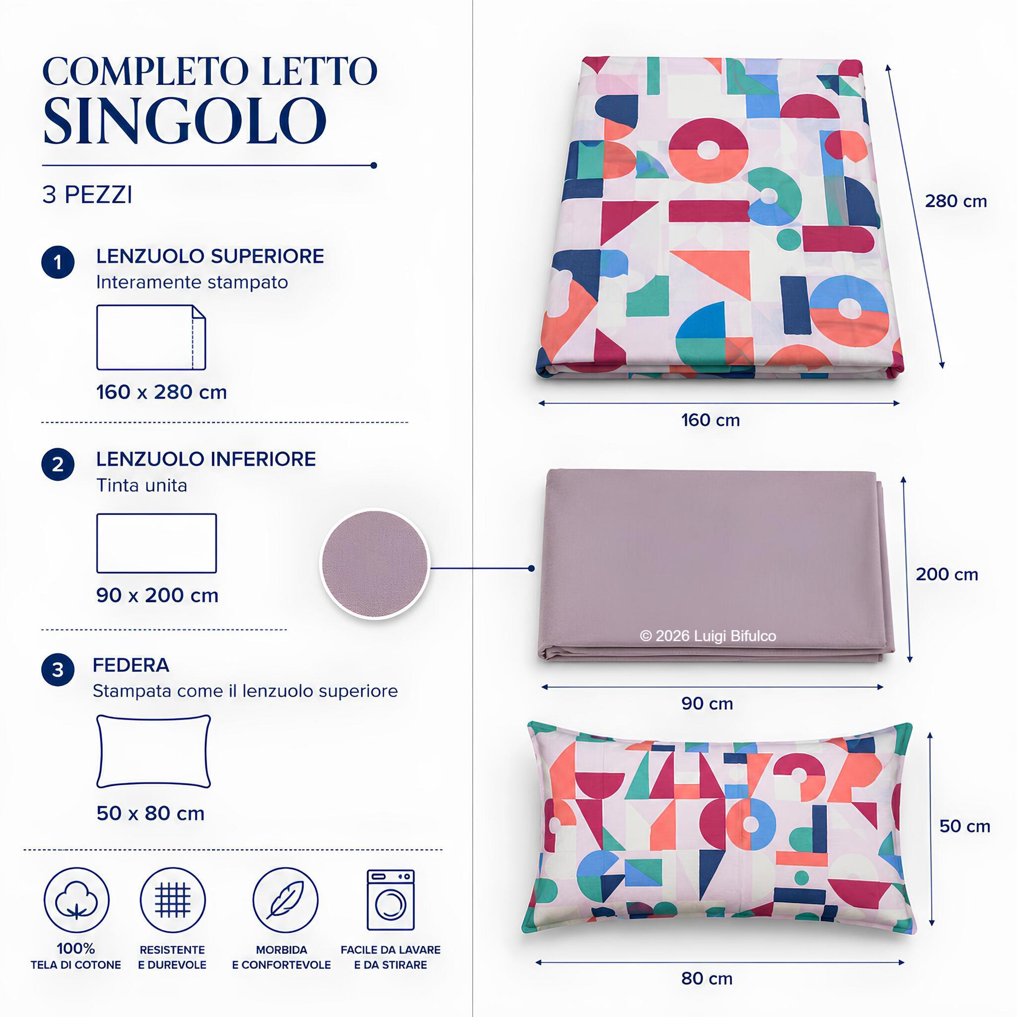 Misure completo lenzuola singolo Bassetti Playtime rosa con lenzuolo superiore, inferiore e federa