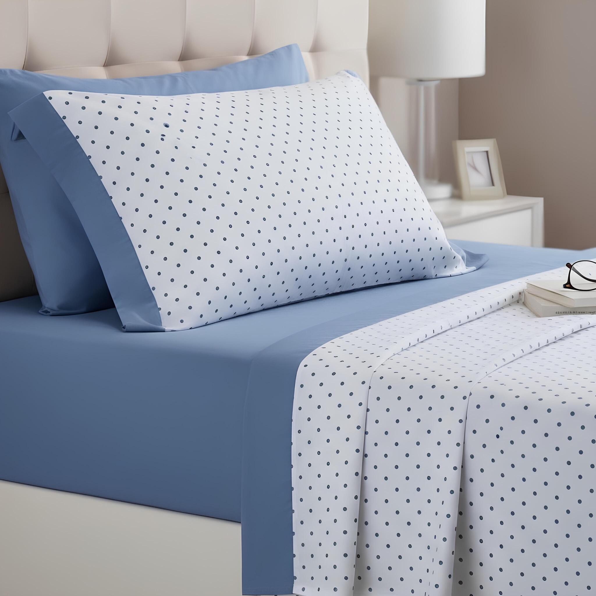 completo lenzuola singolo cotone pois blu cogal