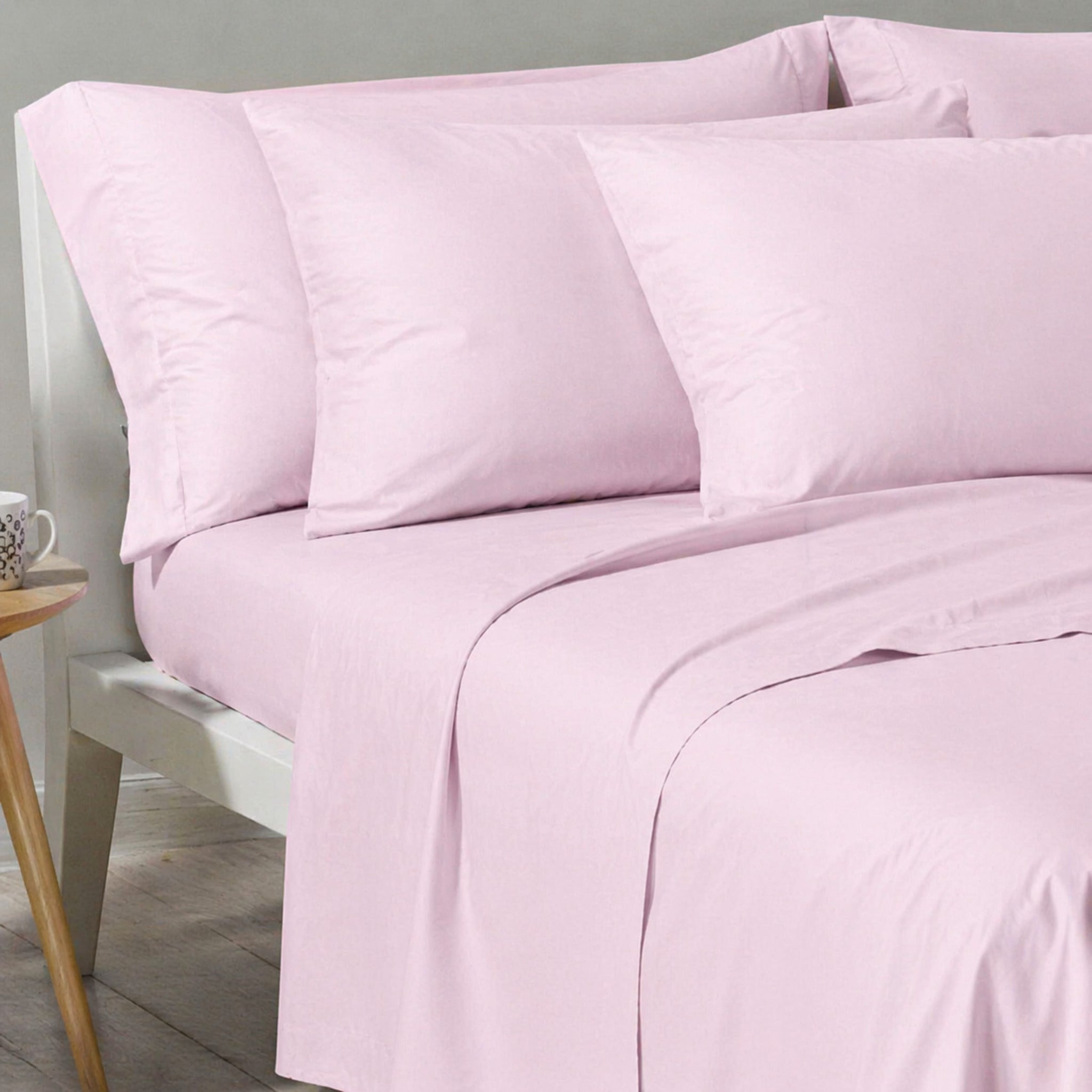 Completo lenzuola una piazza e mezza Zambaiti Sugar in cotone tinta unita colore rosa
