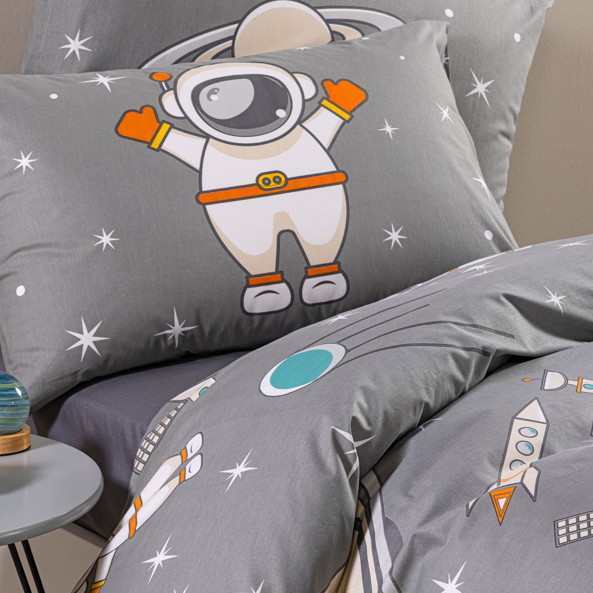 Completo letto singolo Caleffi Spazio Grigio con federa double face coordinata