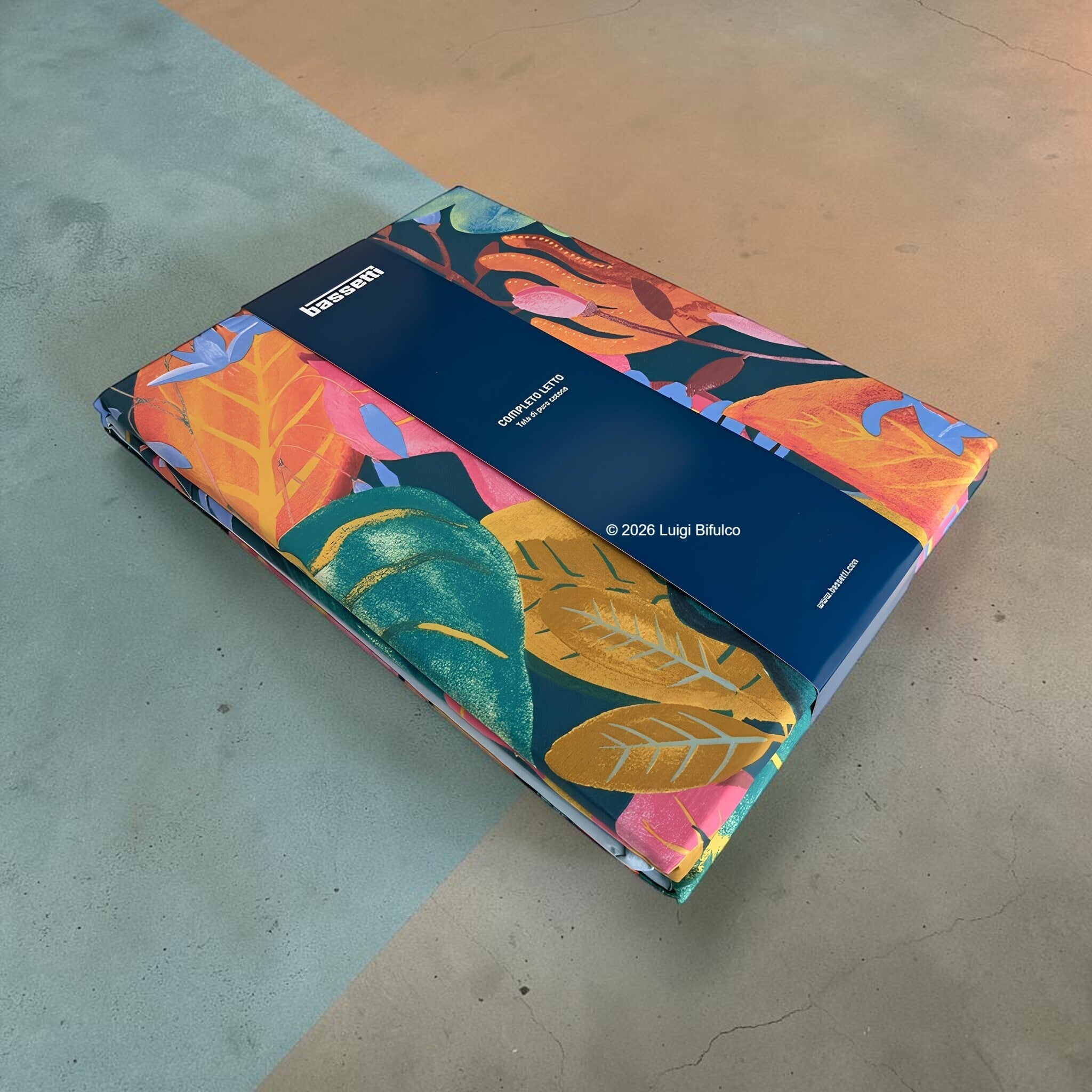 Confezione originale completo lenzuola una piazza e mezza Bassetti Tropic blu