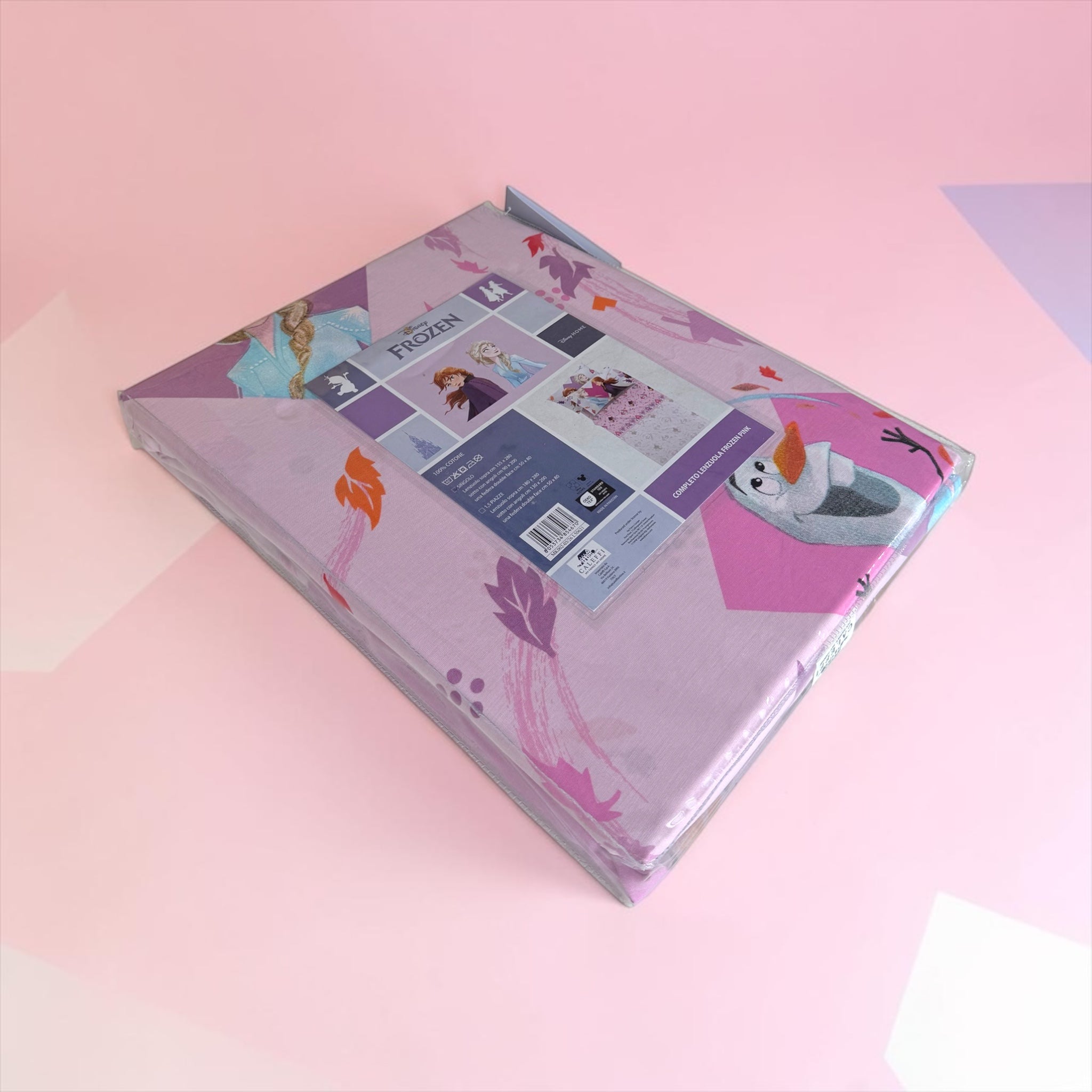 Confezione originale del completo lenzuola singolo Caleffi Frozen Pink Disney