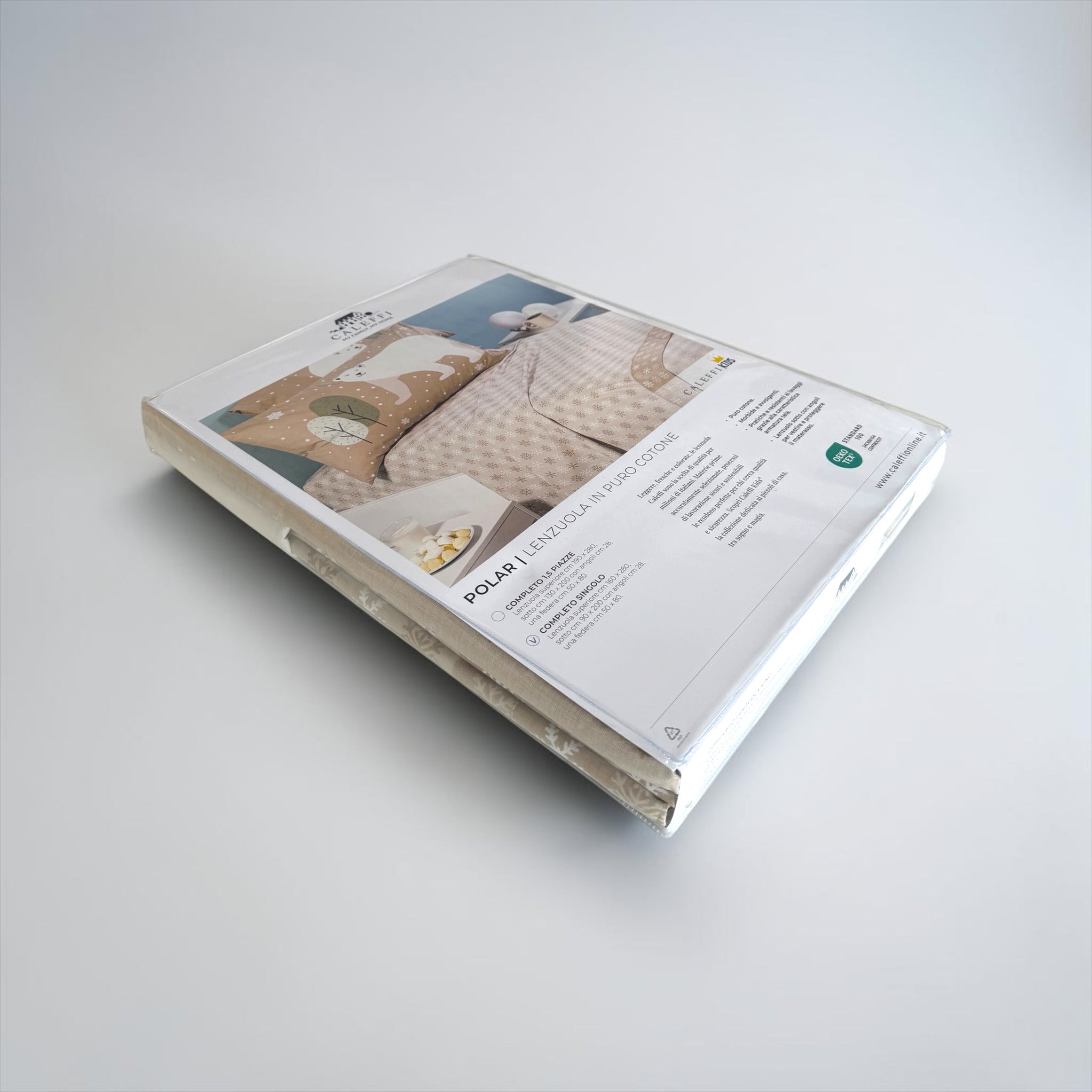 Confezione originale del completo lenzuola singolo Caleffi Polar 100% cotone