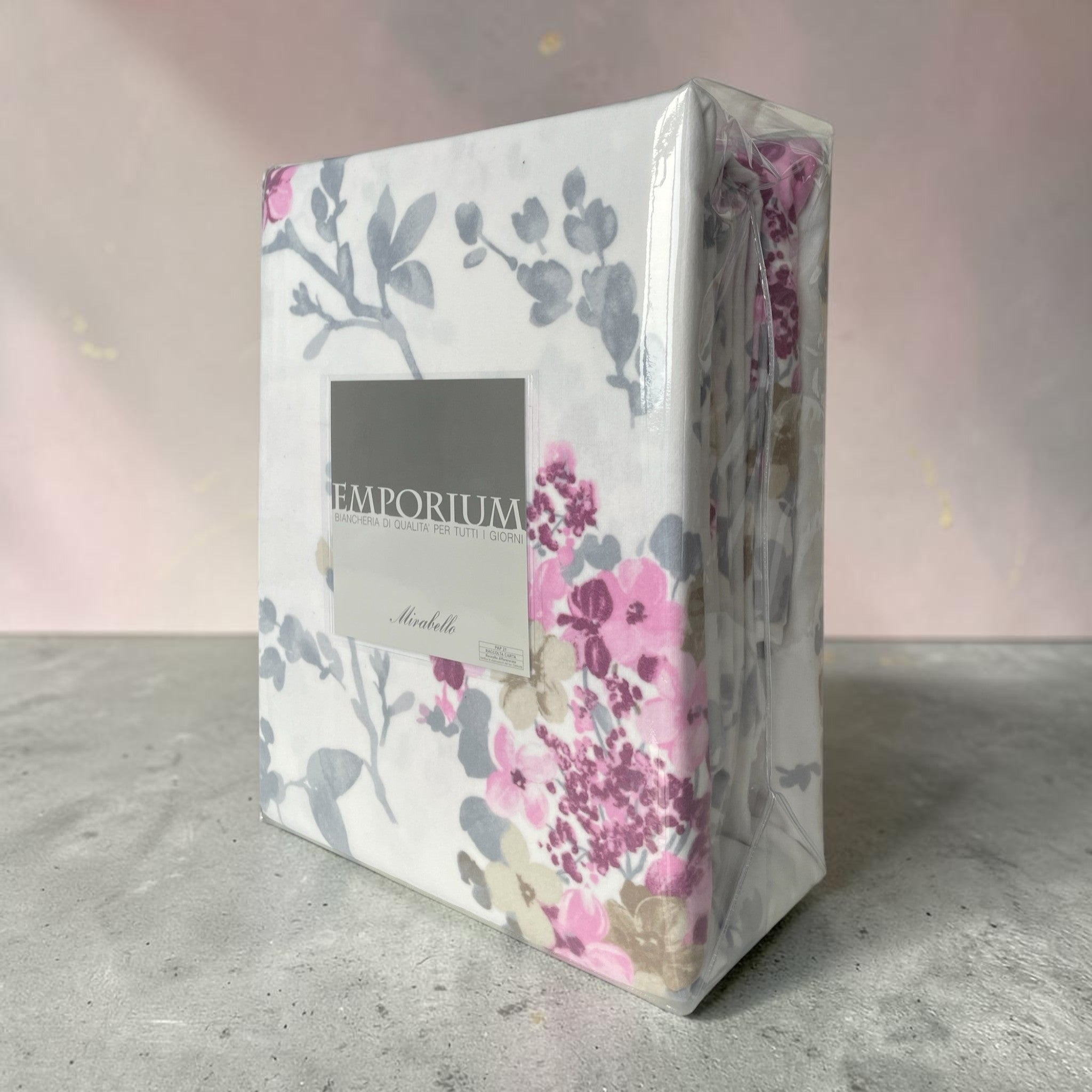 Confezione originale del completo lenzuola Mirabello Emporium Hydra rosa