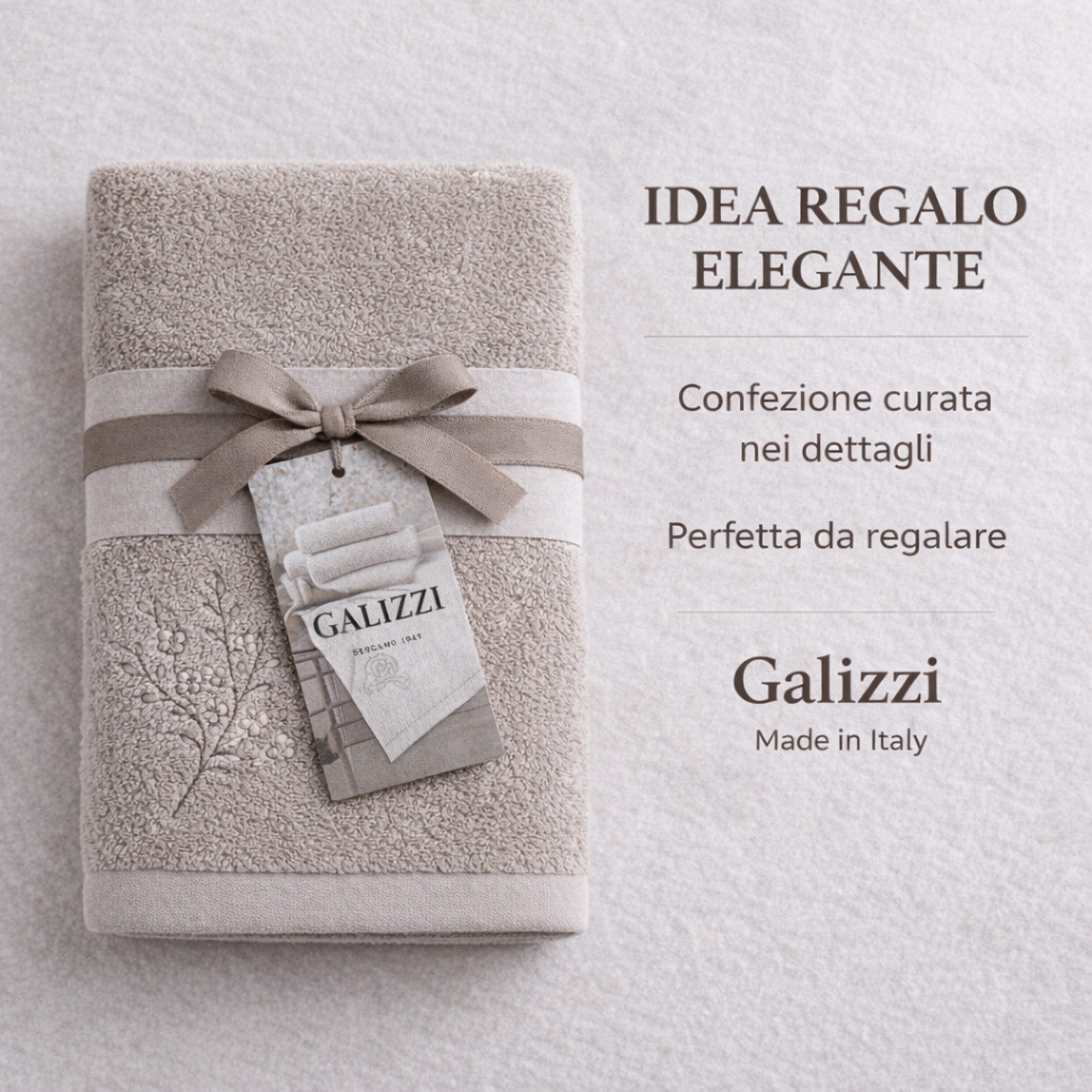 Confezione regalo asciugamani Galizzi Firenze tortora Made in Italy