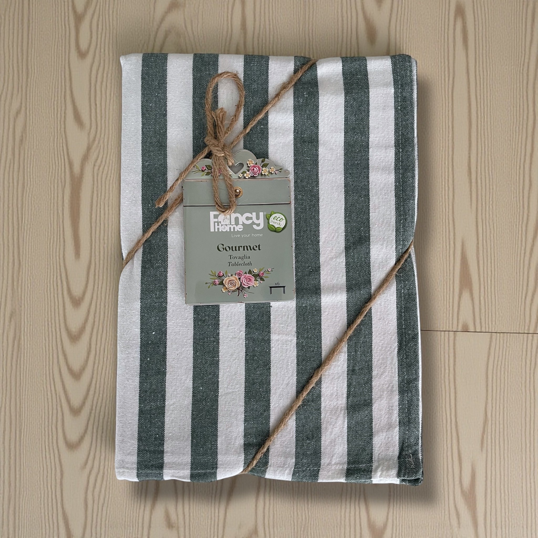 Confezione tovaglia Fancy Home Gourmet colore verde a righe