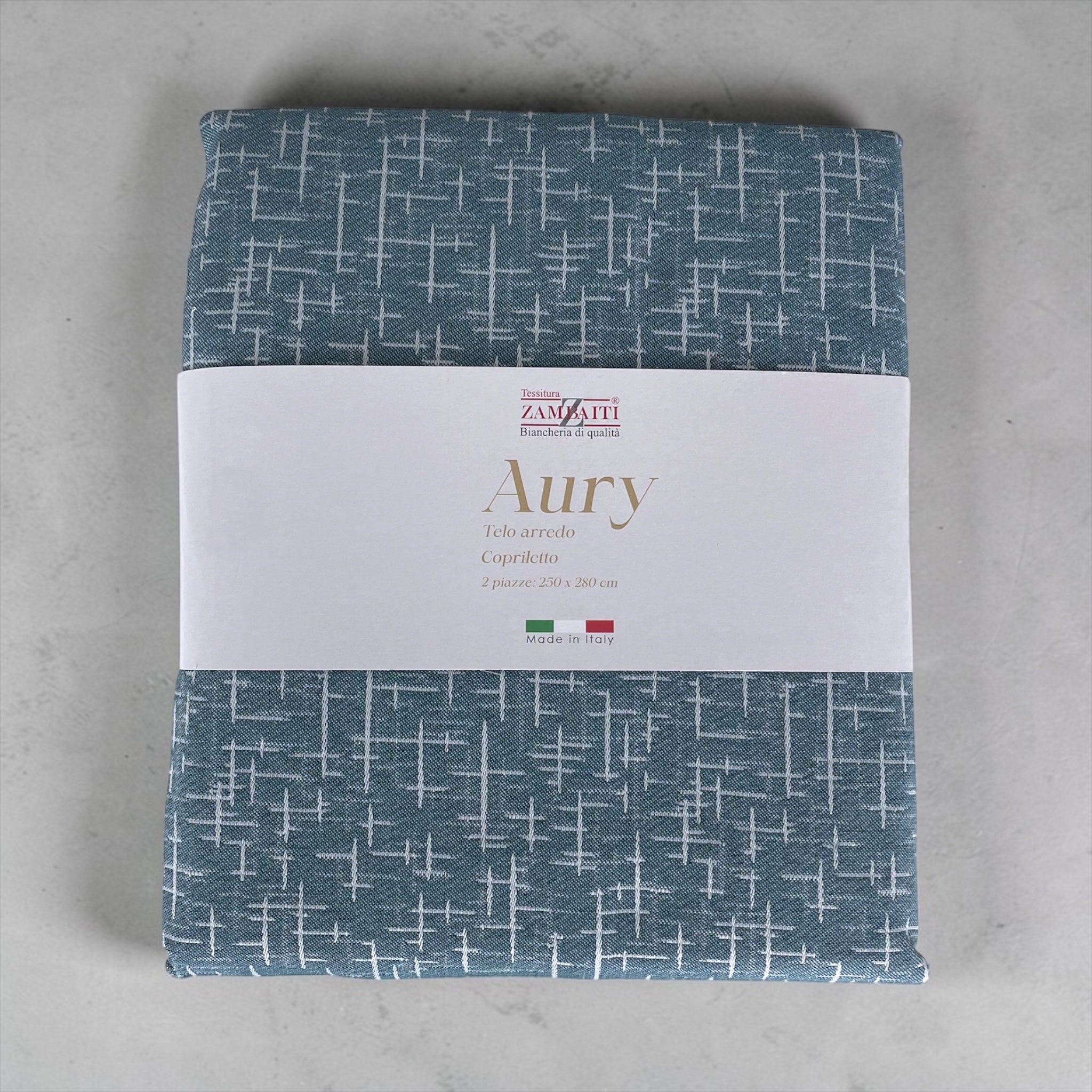 Copriletto piegato colore petrolio jacquard
