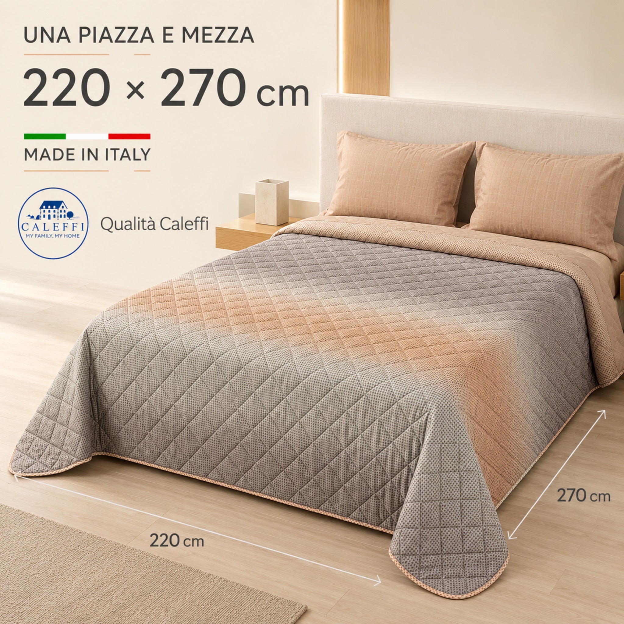 Copriletto Caleffi Larry una piazza e mezza 220x270 cm Made in Italy