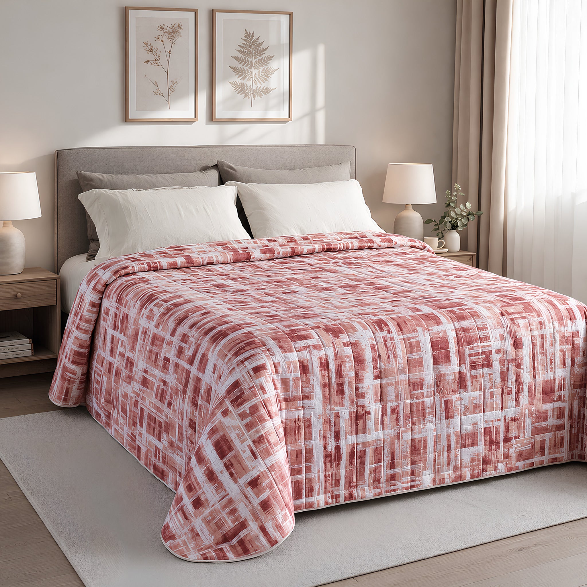 Copriletto matrimoniale Cogal 2675 corallo fantasia moderna