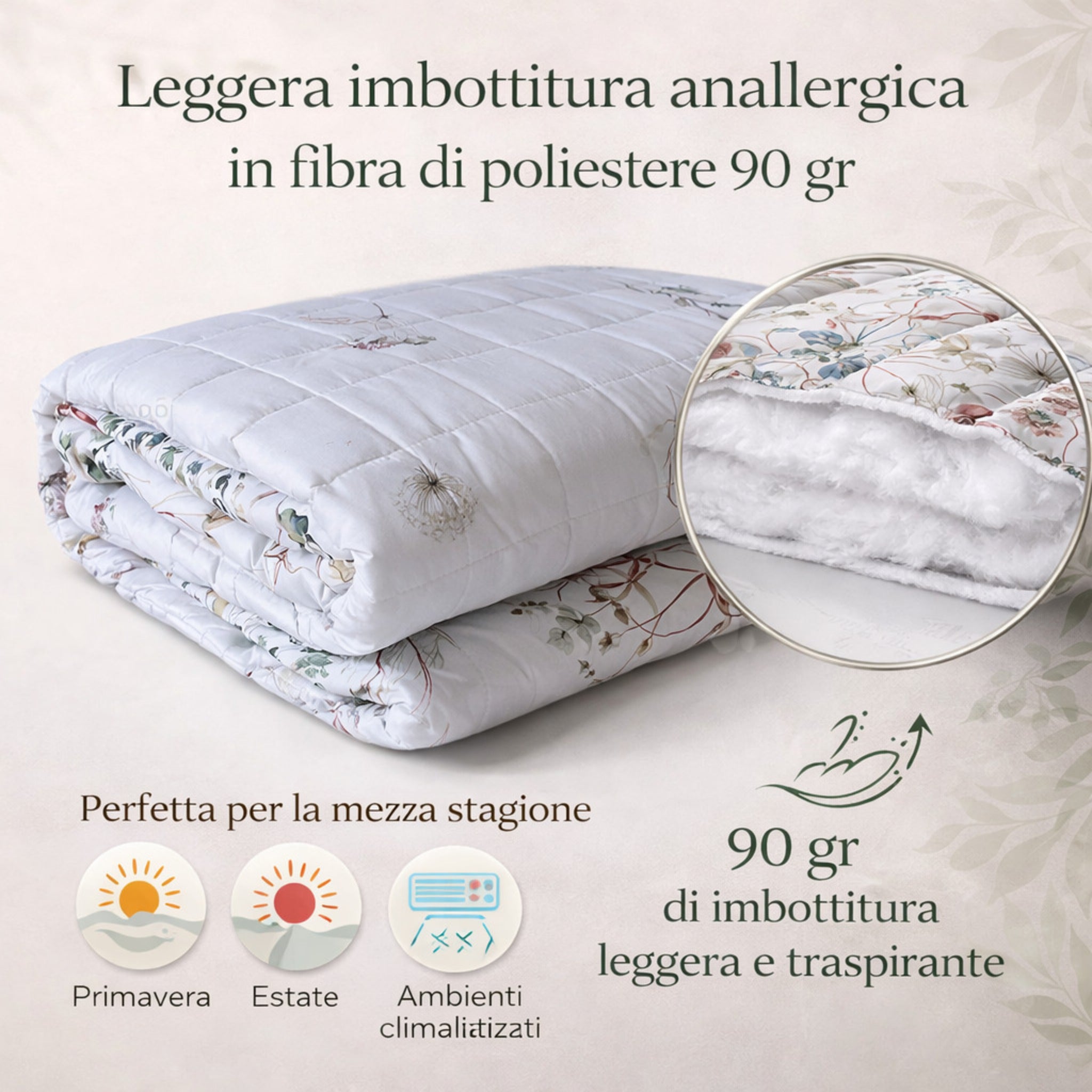 Imbottitura 90 gr copriletto leggero mezza stagione
