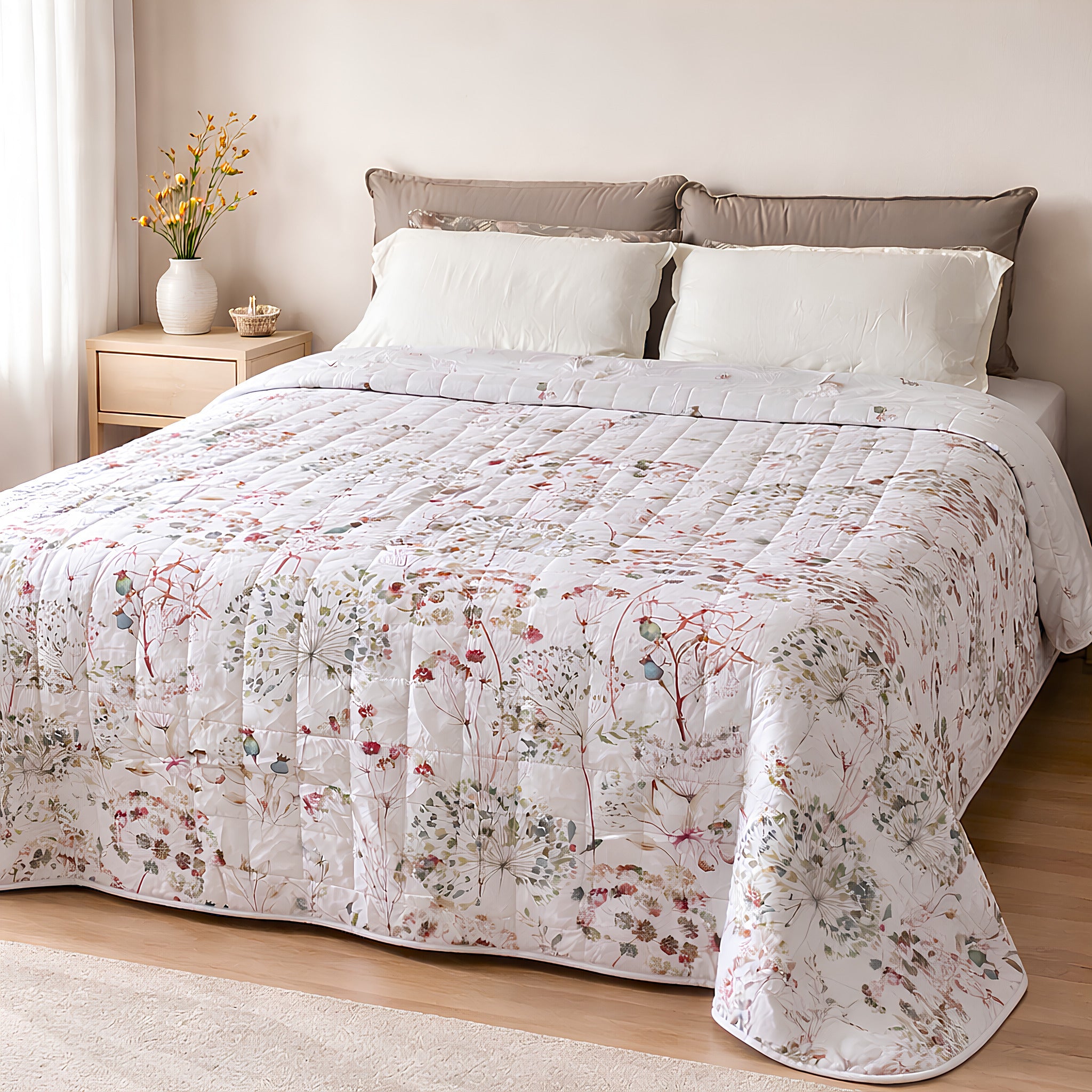 Copriletto matrimoniale Cogal 260x260 fantasia floreale elegante
