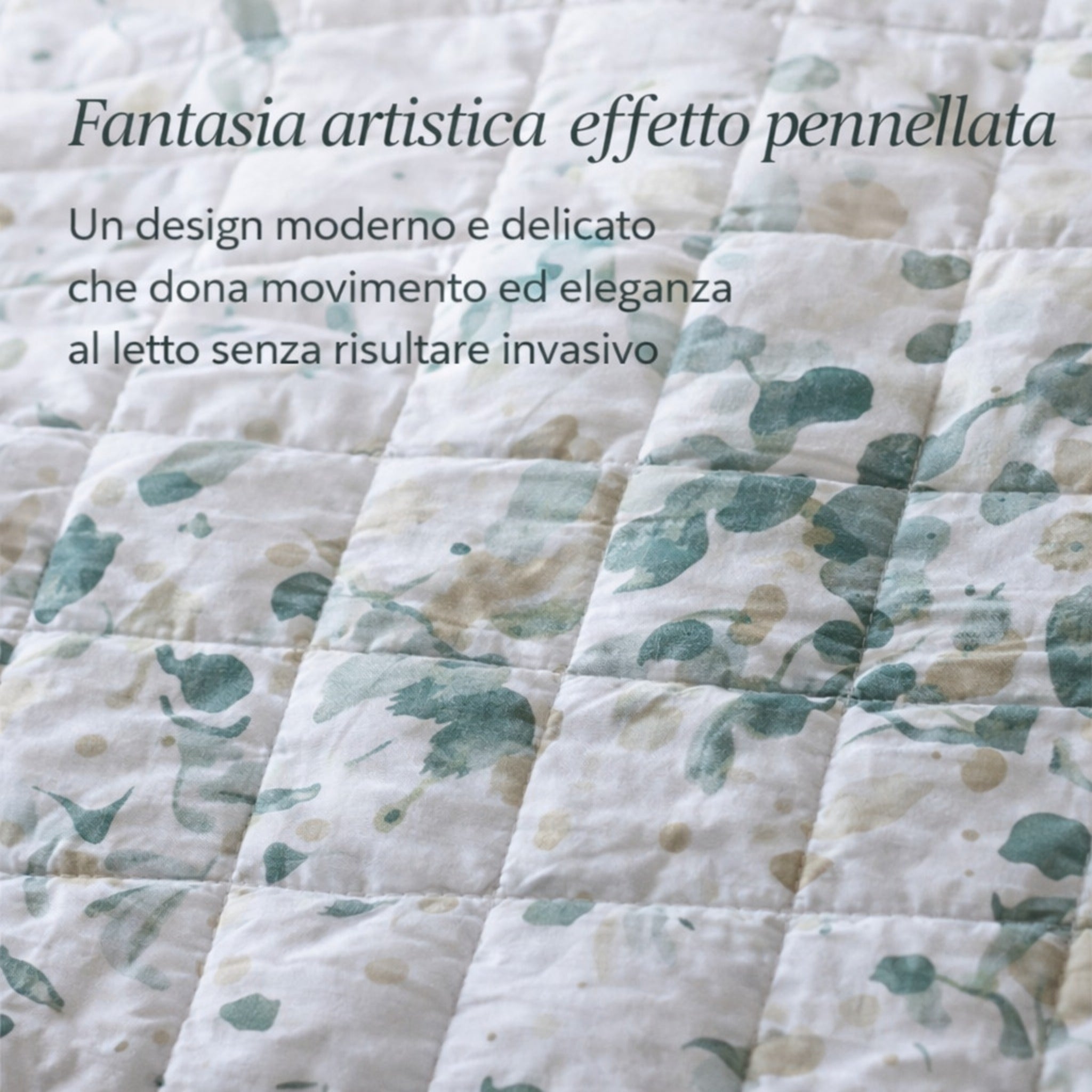 Dettaglio fantasia effetto pennellata copriletto moderno

