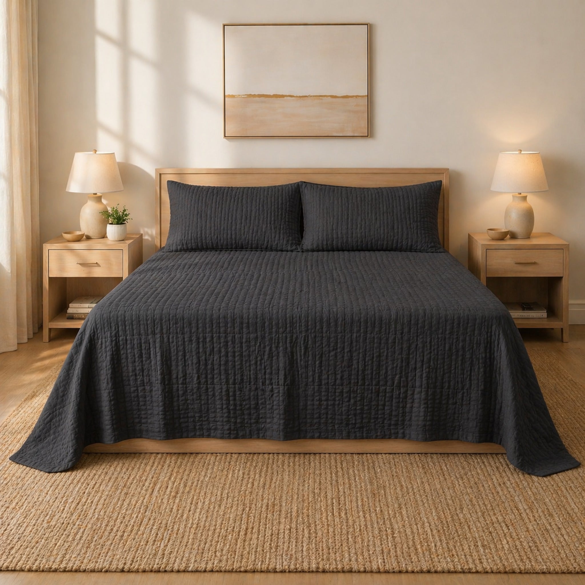 copriletto matrimoniale cotone nido d ape 260x260 letto moderno antracite