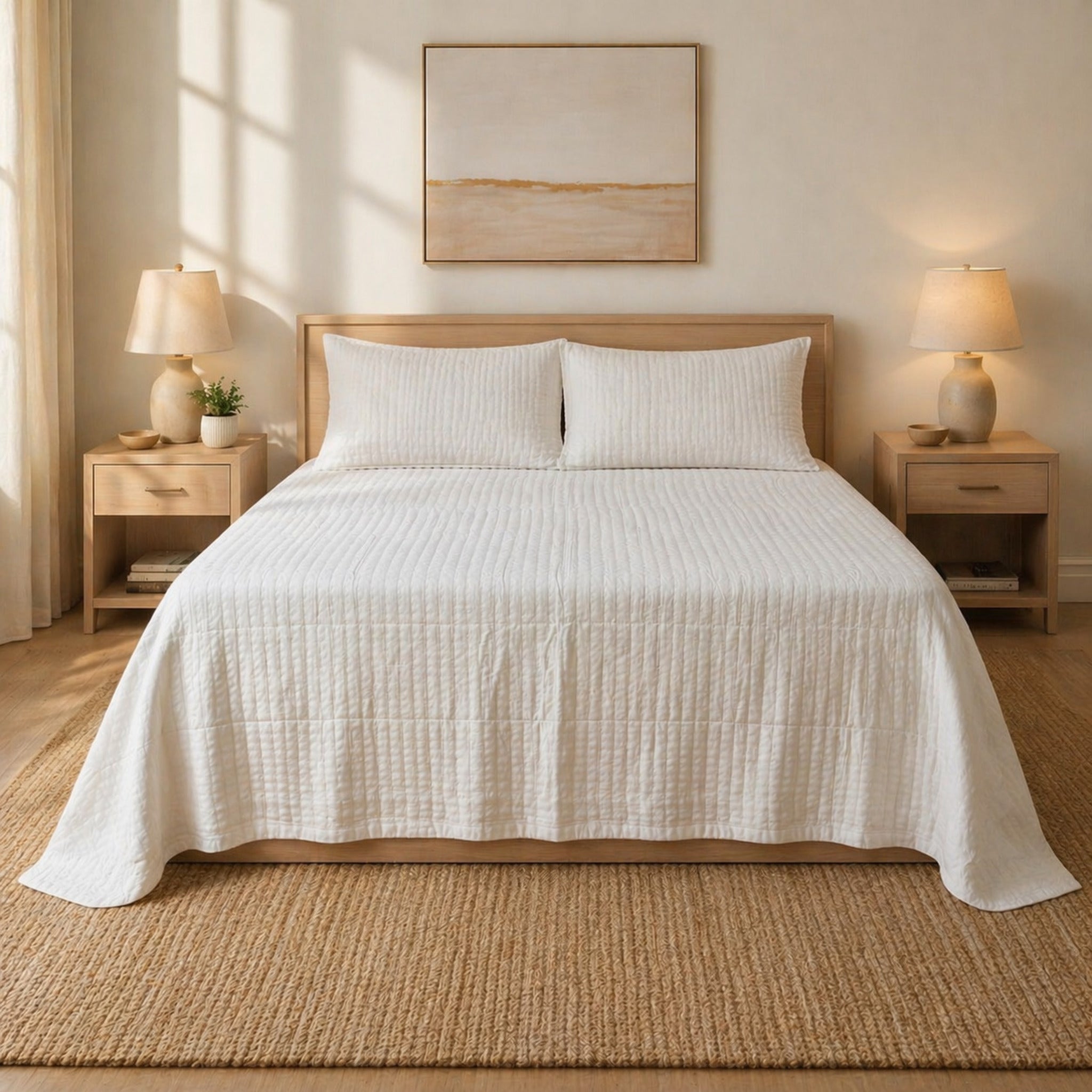 copriletto matrimoniale cotone nido d ape 260x260 letto moderno avorio