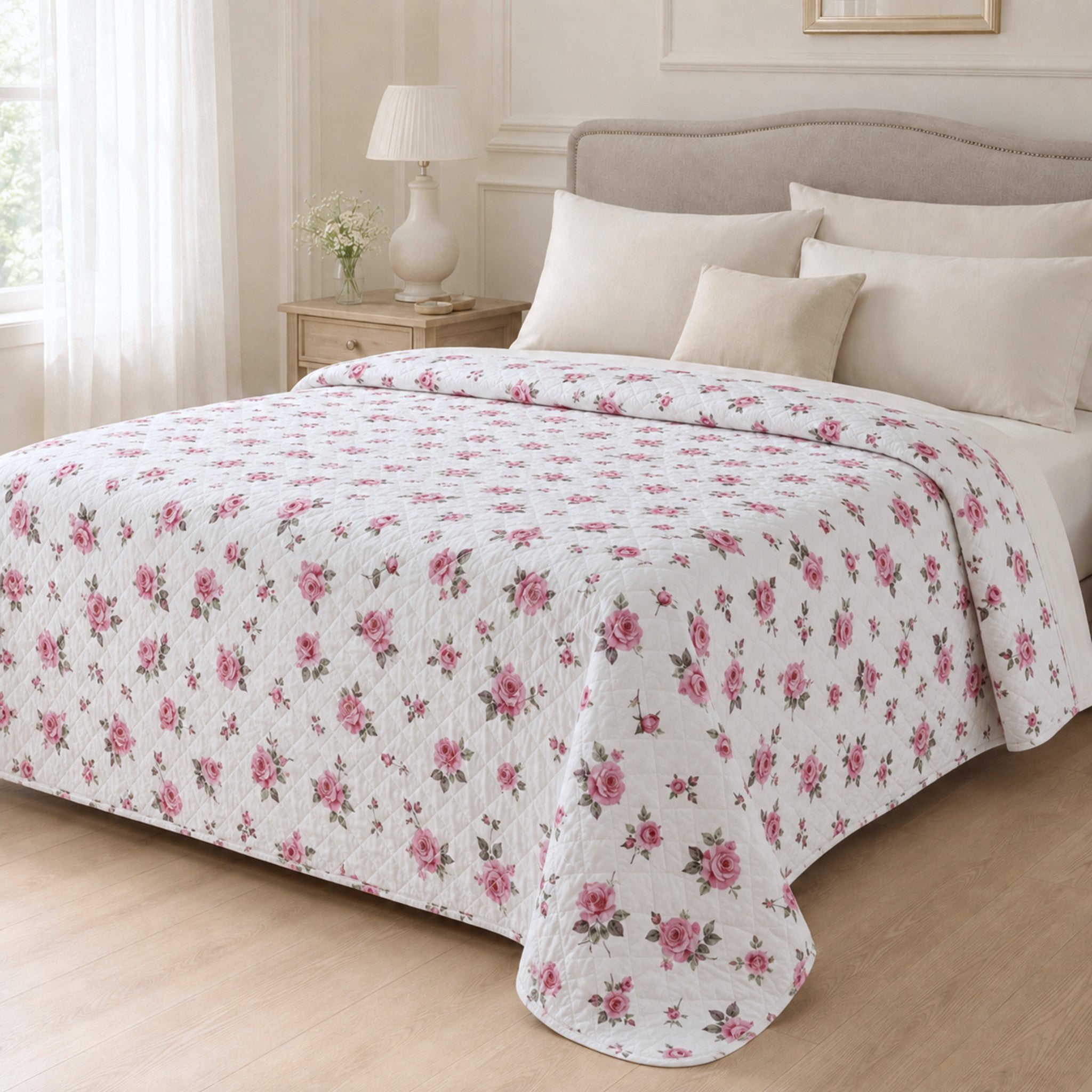 Copriletto trapuntato matrimoniale Fancy Home Callas 3 Bianco 240x245 cm
