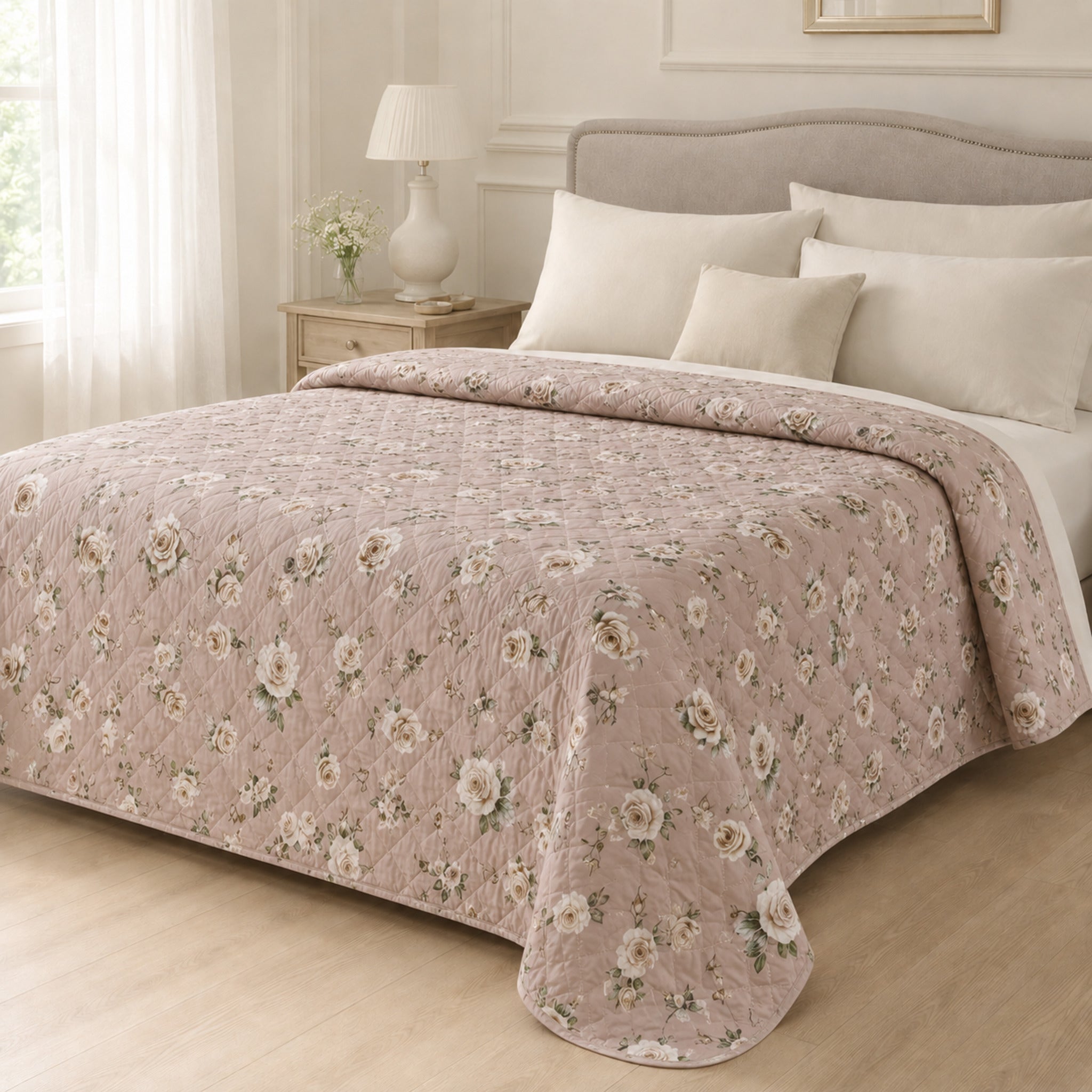 Copriletto trapuntato matrimoniale Fancy Home Callas 3 Tortora 240x245 cm