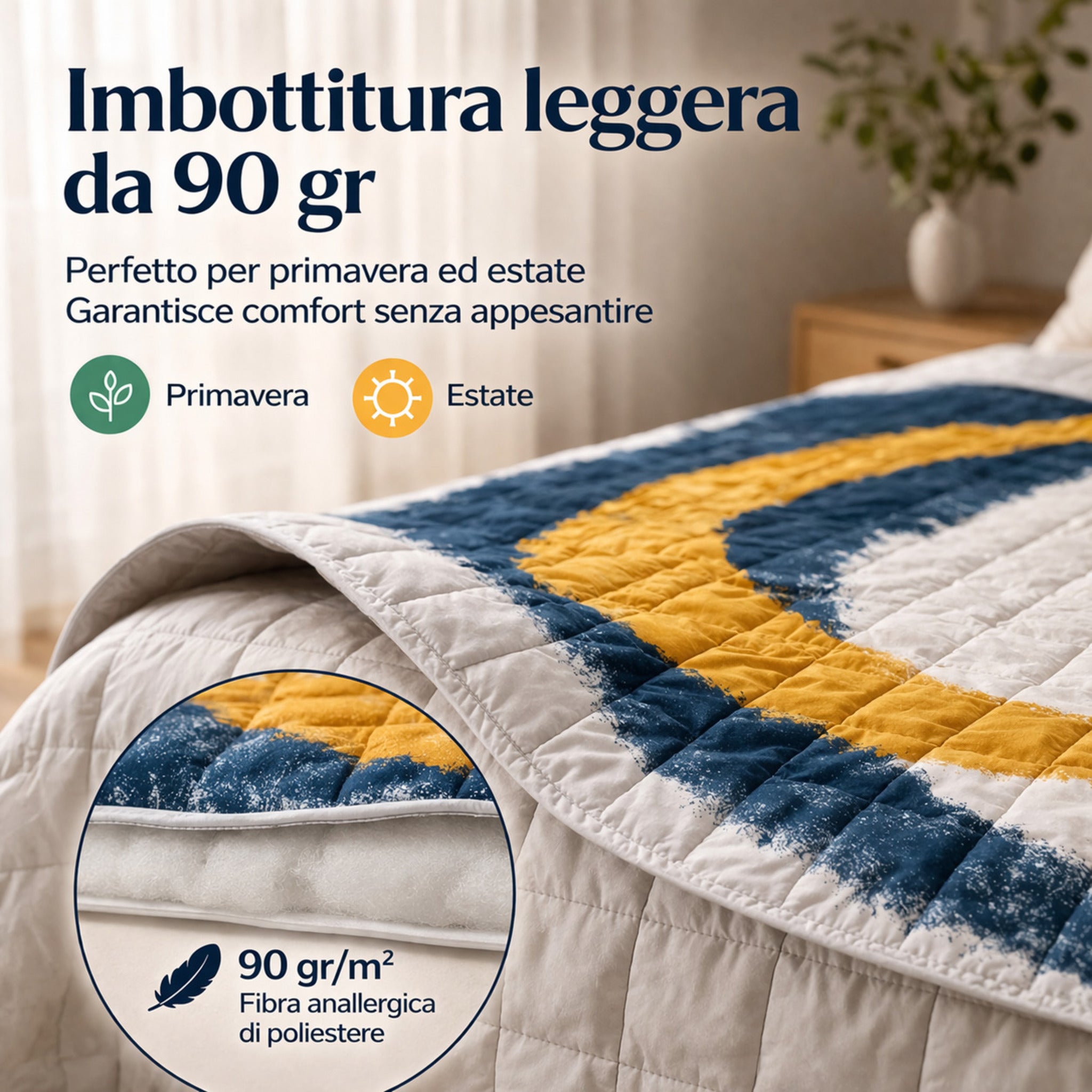 Copriletto trapuntato leggero 90 gr primavera estate