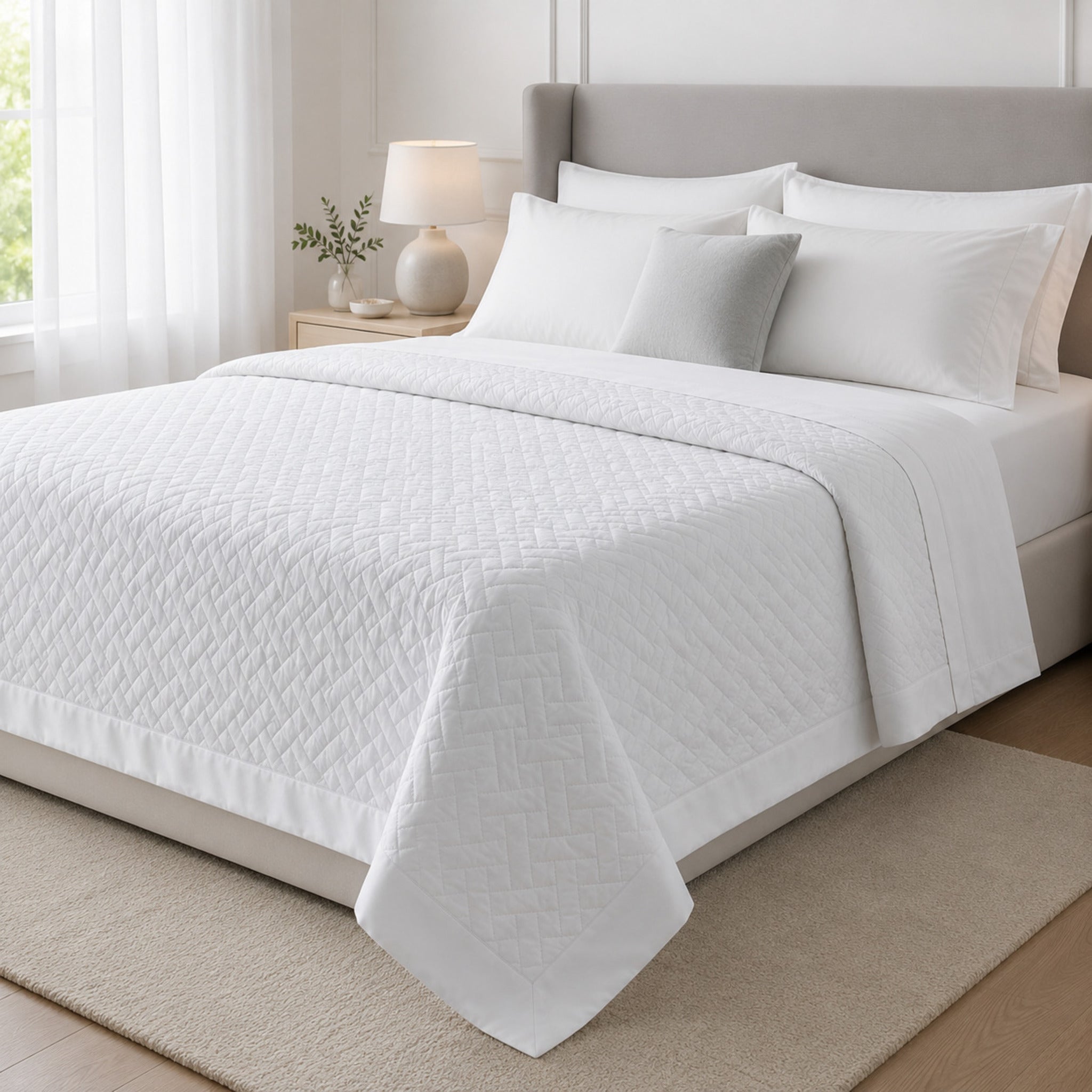 Copriletto trapuntato bianco matrimoniale Rebecca Home Helen 270x270 cm mezza stagione
