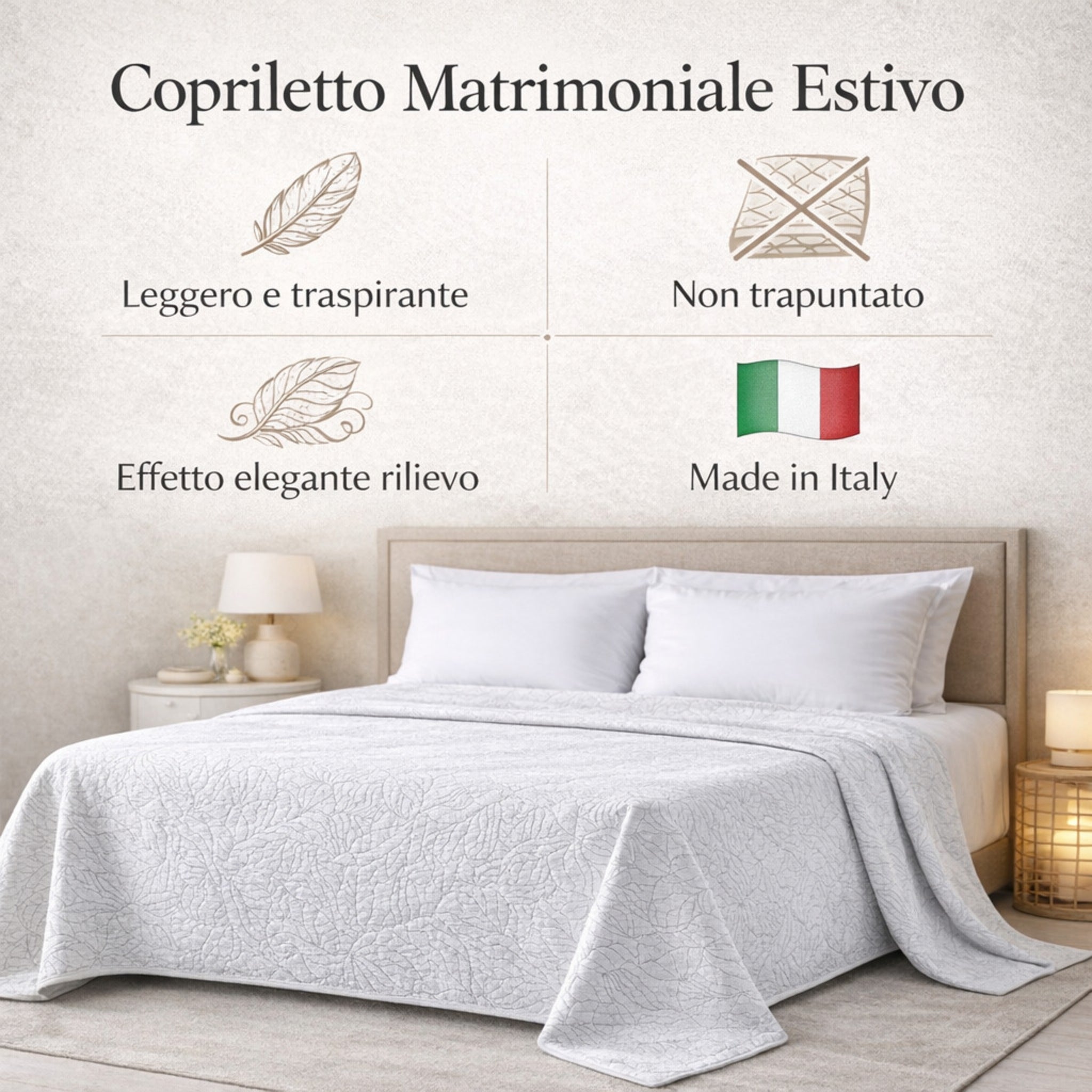 Caratteristiche copriletto estivo leggero non trapuntato
