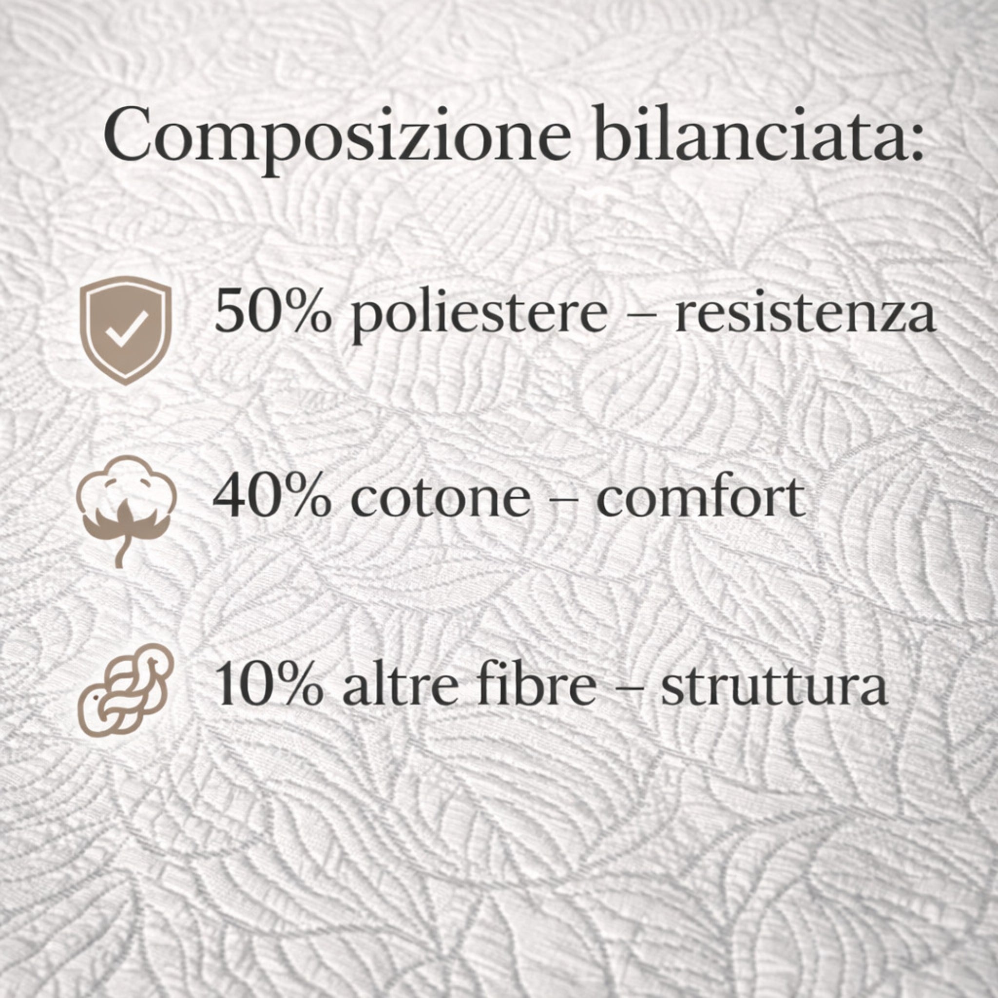 Composizione tessuto copriletto cotone poliestere
