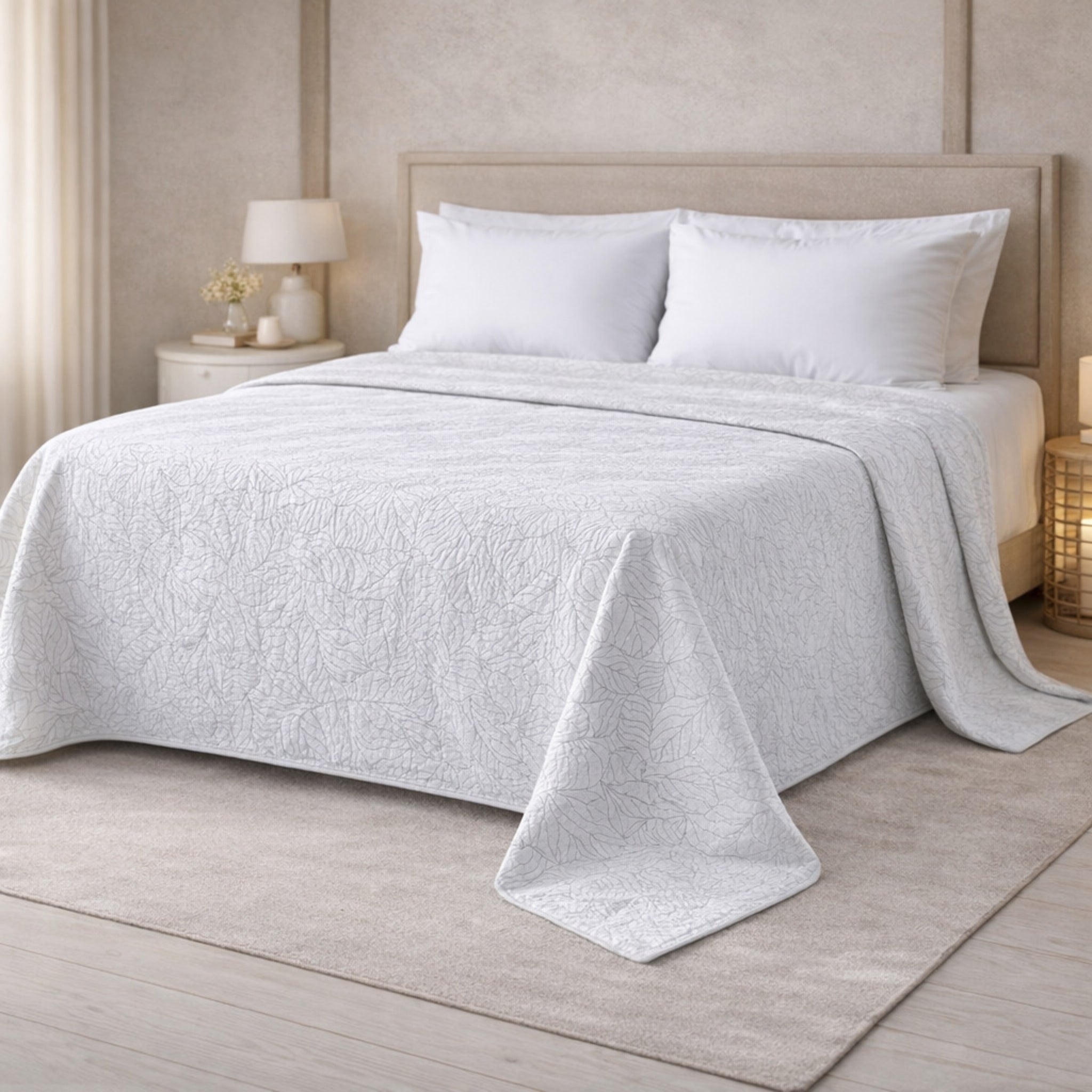 Copriletto matrimoniale Zambaiti Frond grigio 260x270
