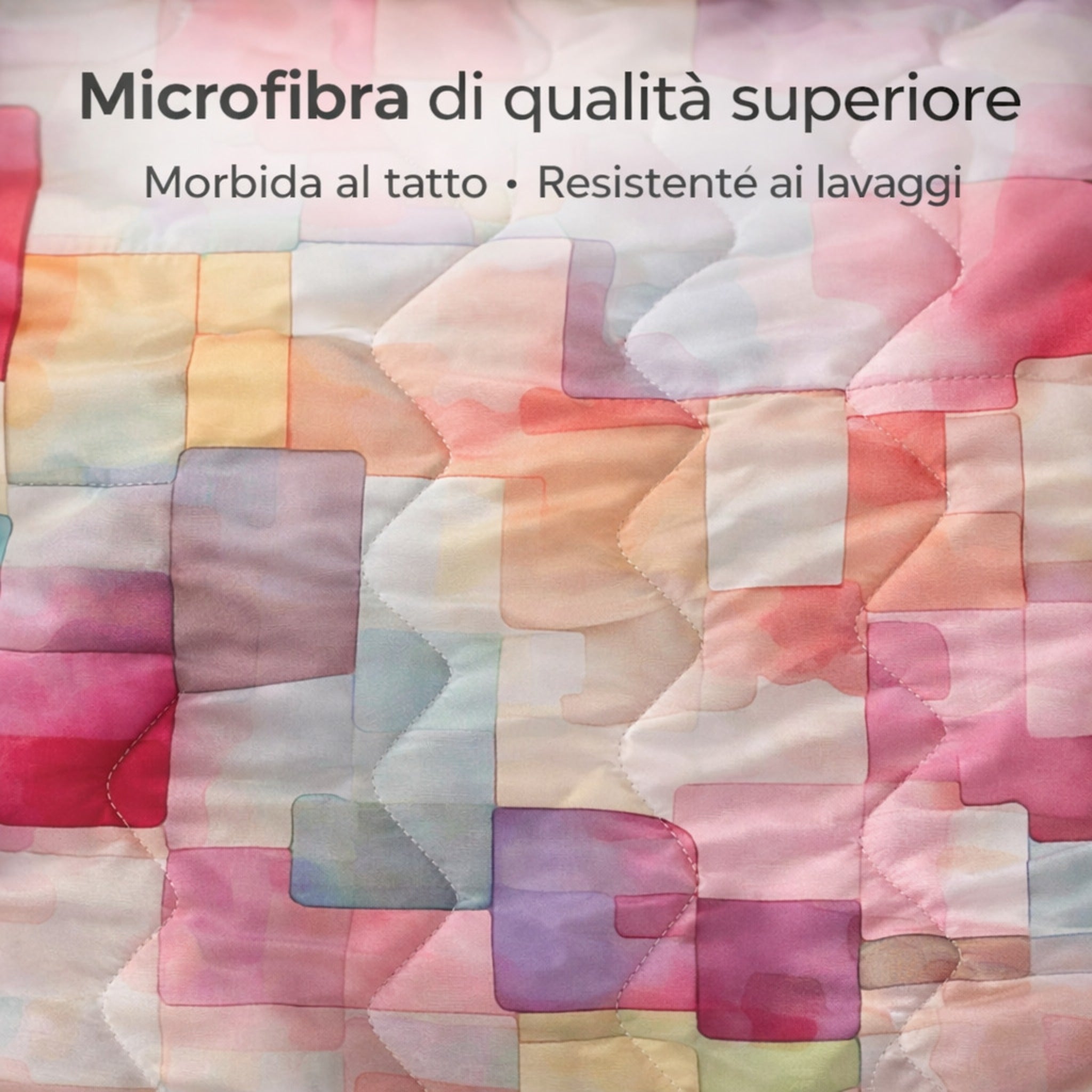 Fantasia acquerello geometrica copriletto moderno rosa