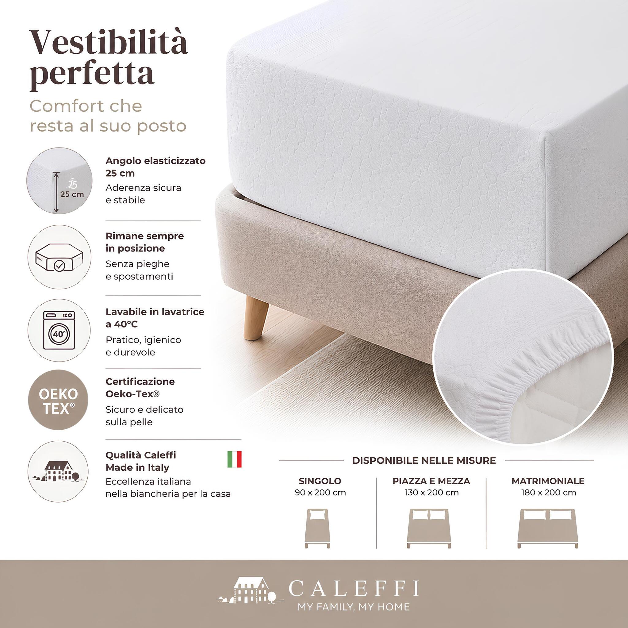 Coprimaterasso Caleffi Buonanotte traspirante che protegge il materasso da usura polvere e umidità