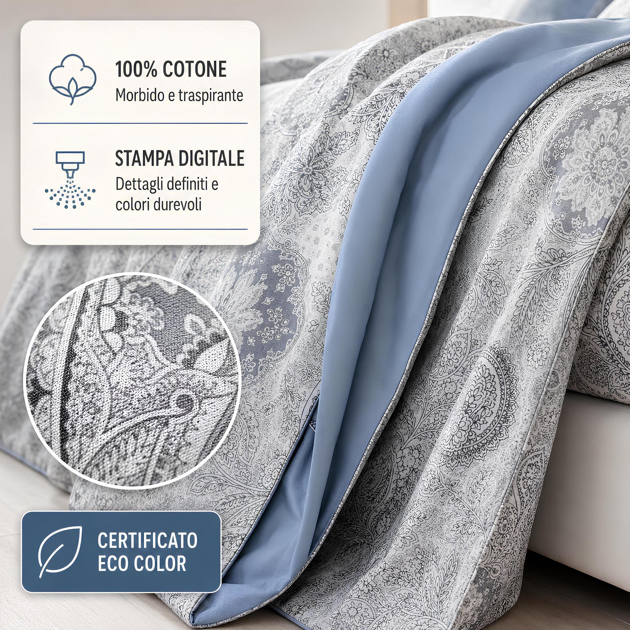 Dettaglio copripiumino Caleffi Broccato in 100% cotone con stampa digitale
