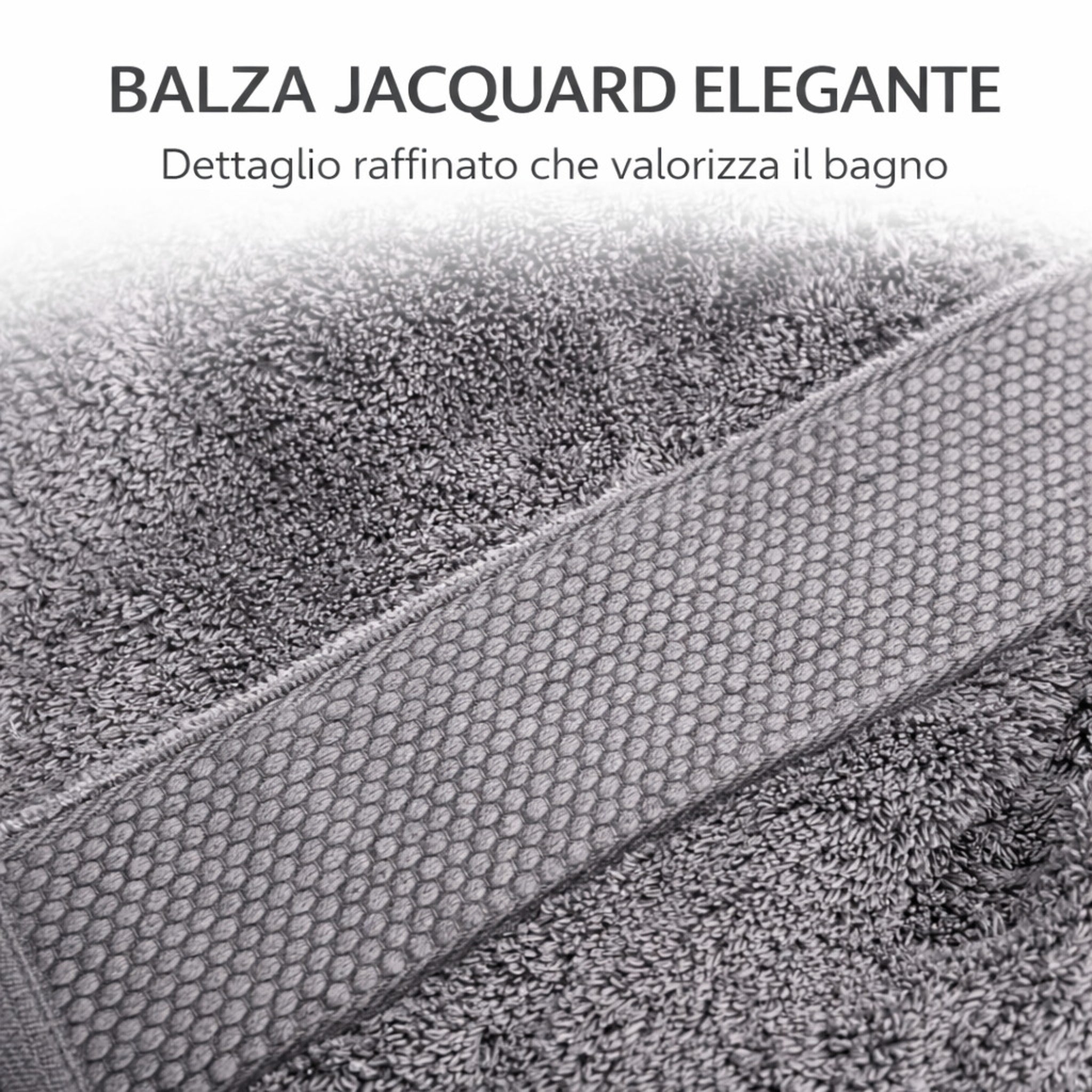 Dettaglio balza jacquard elegante asciugamani bagno