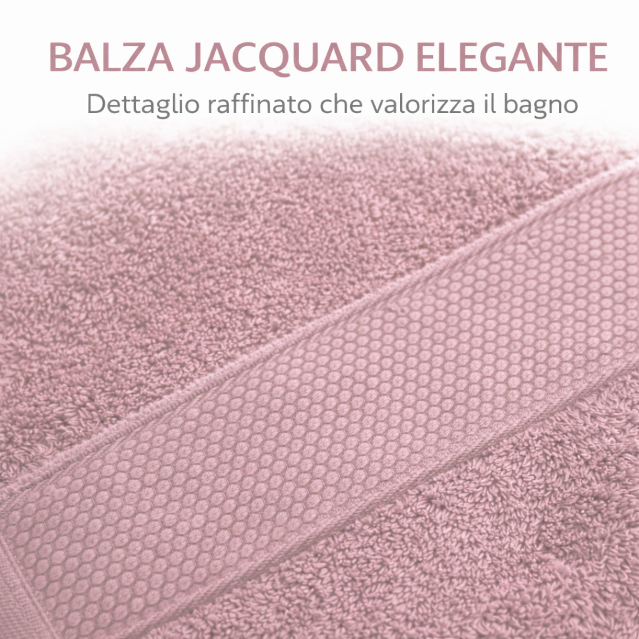Dettaglio balza jacquard rosa elegante asciugamani