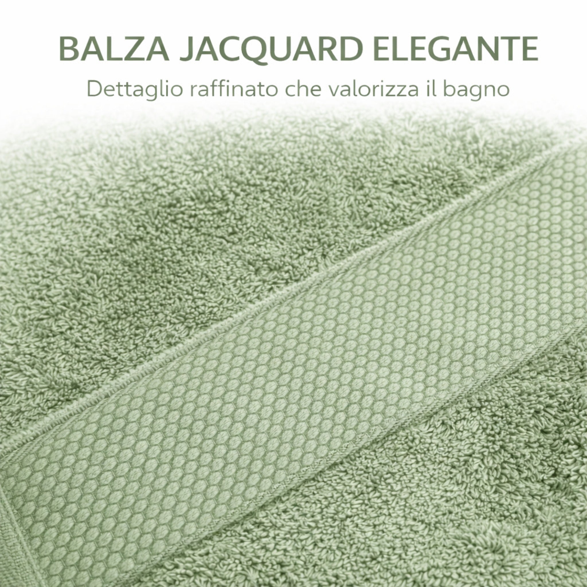 Dettaglio balza jacquard salvia elegante asciugamani