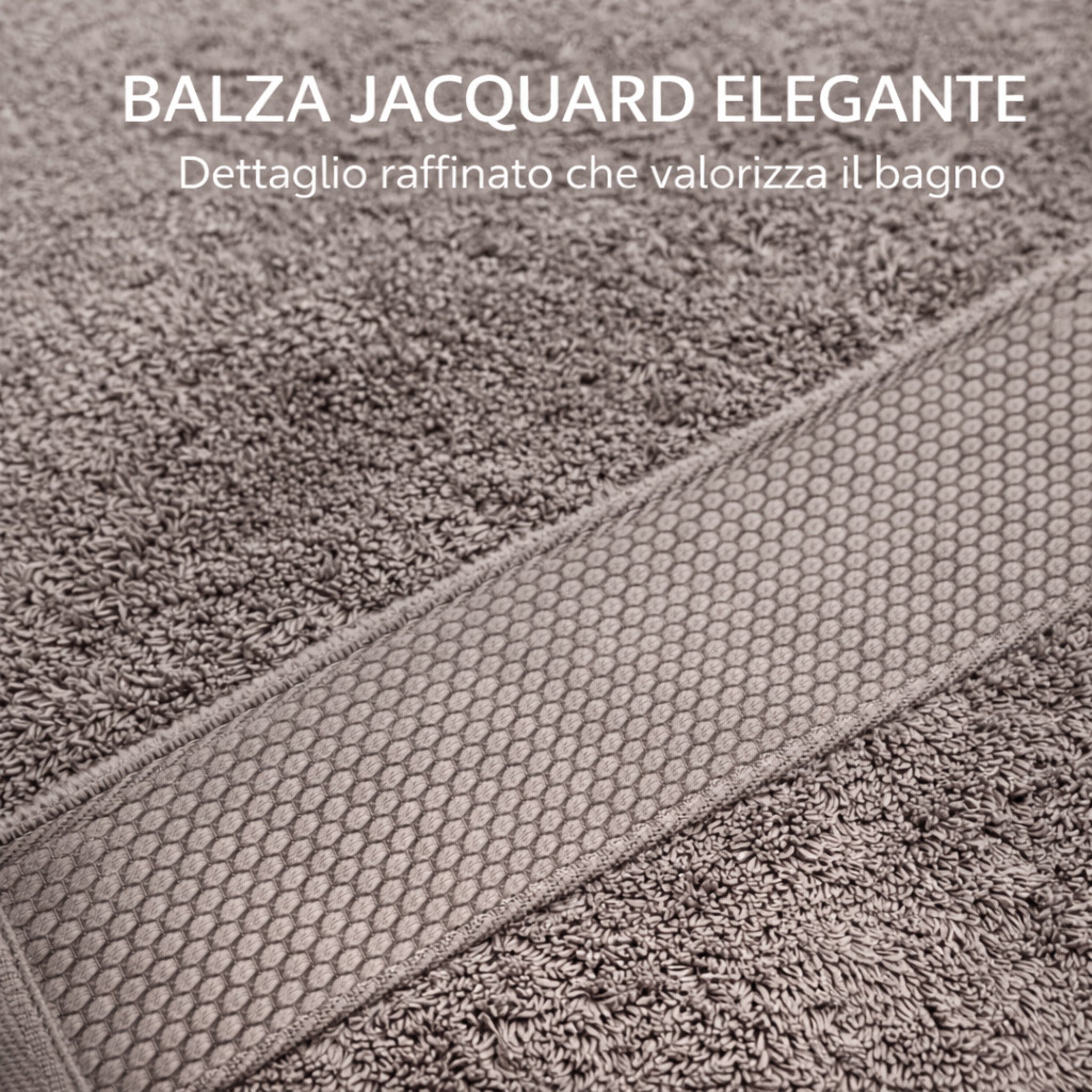 Dettaglio balza jacquard tortora elegante asciugamani