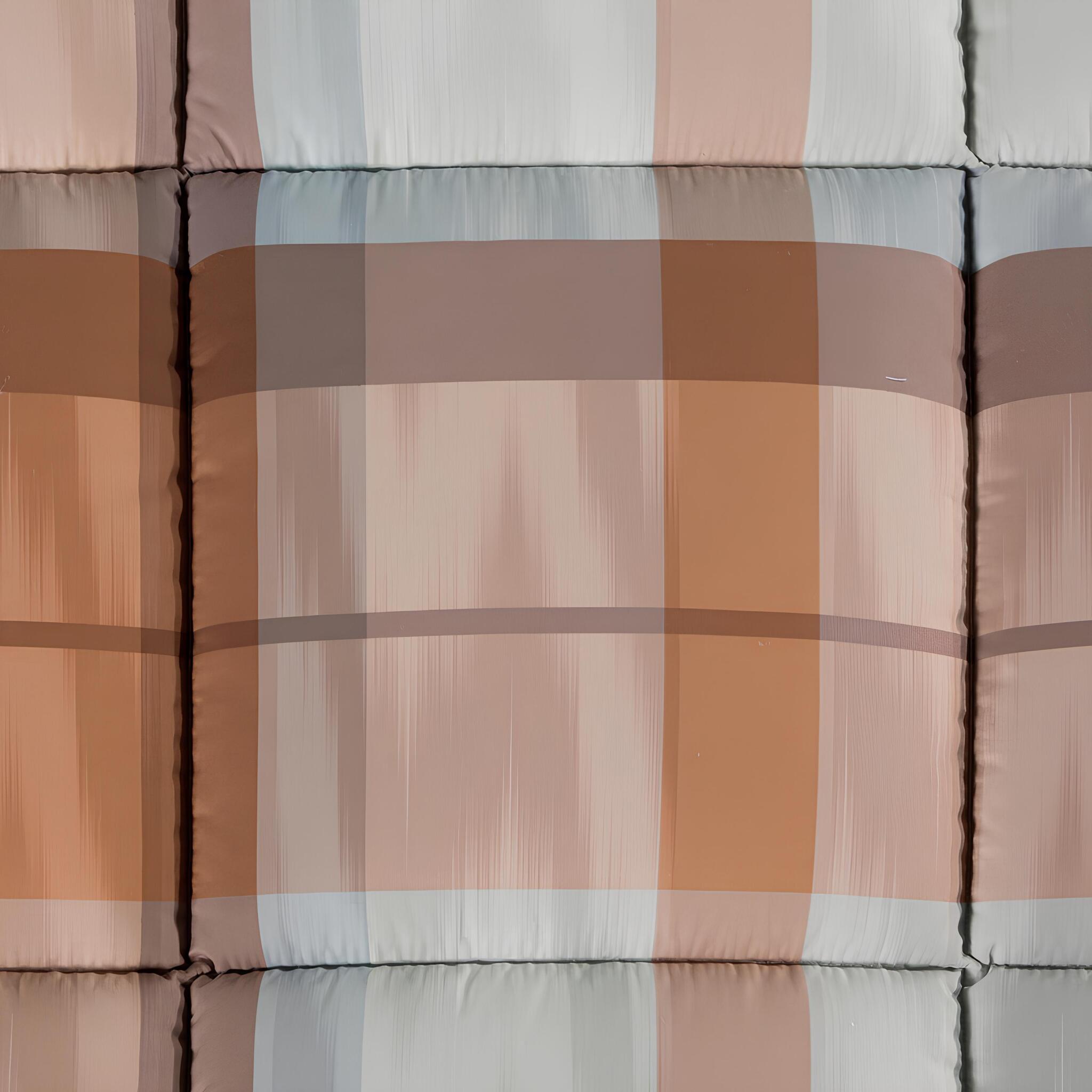 Dettaglio della fantasia check moderna della trapunta Caleffi Arizona colore Ambra