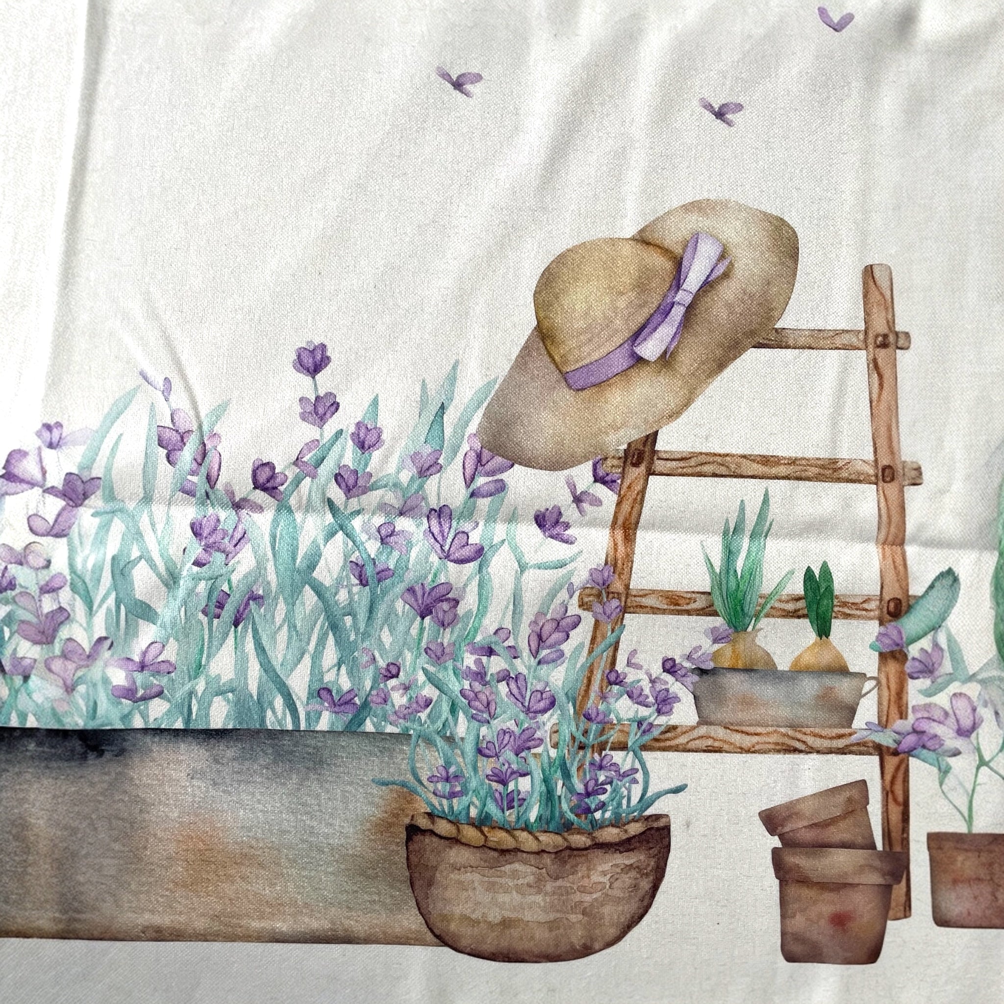Dettaglio stampa digitale lavanda provenzale della tovaglia Zambaiti Art Law