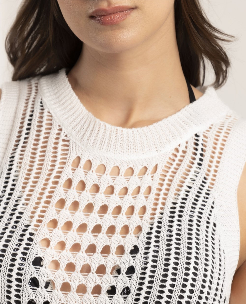 Abito Copricostume Donna in Maglia di Cotone Admas Art. 19788 Bianco – Vestito Mare Traforato