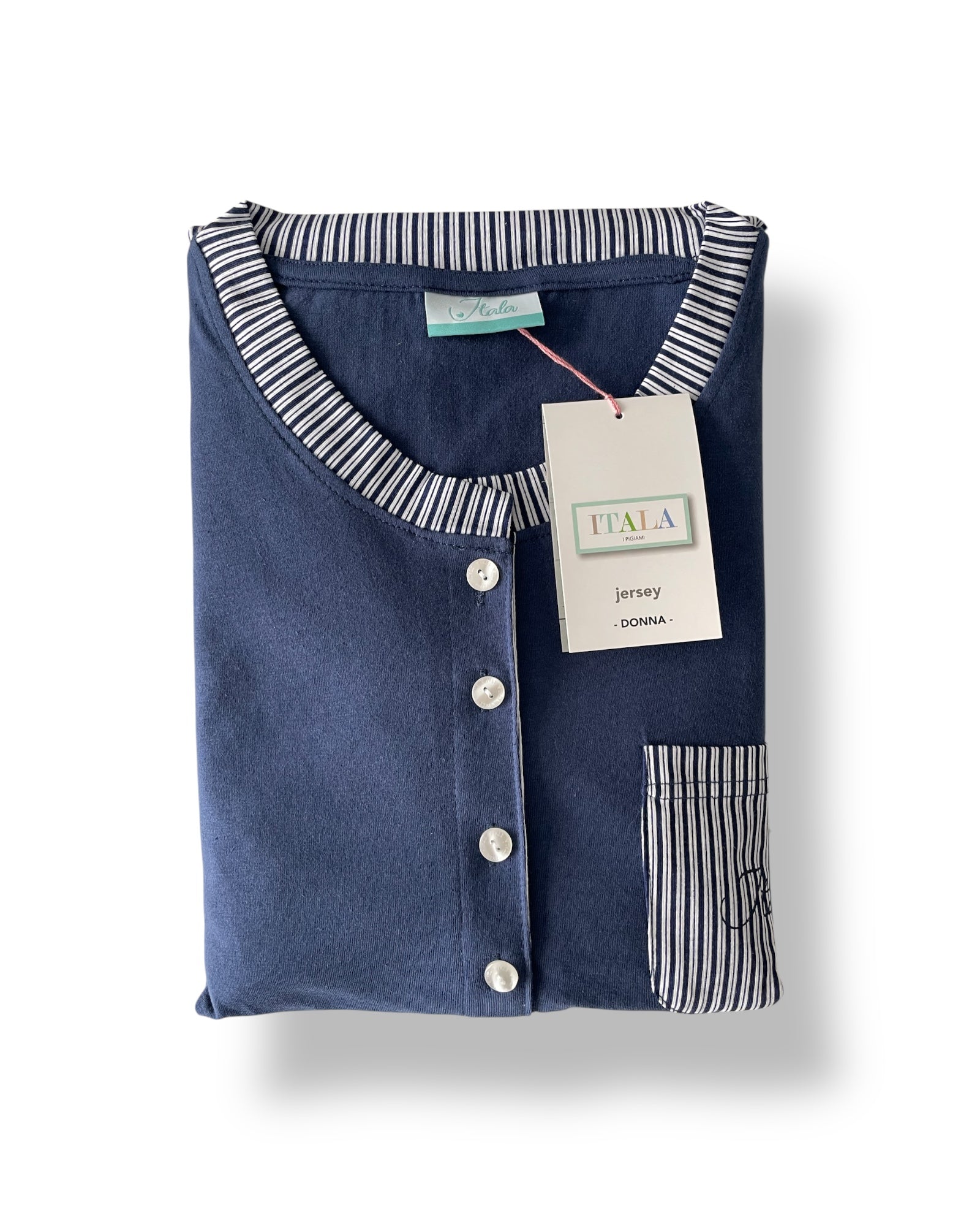 dettaglio tessuto pigiama donna curvy estivo cotone blu