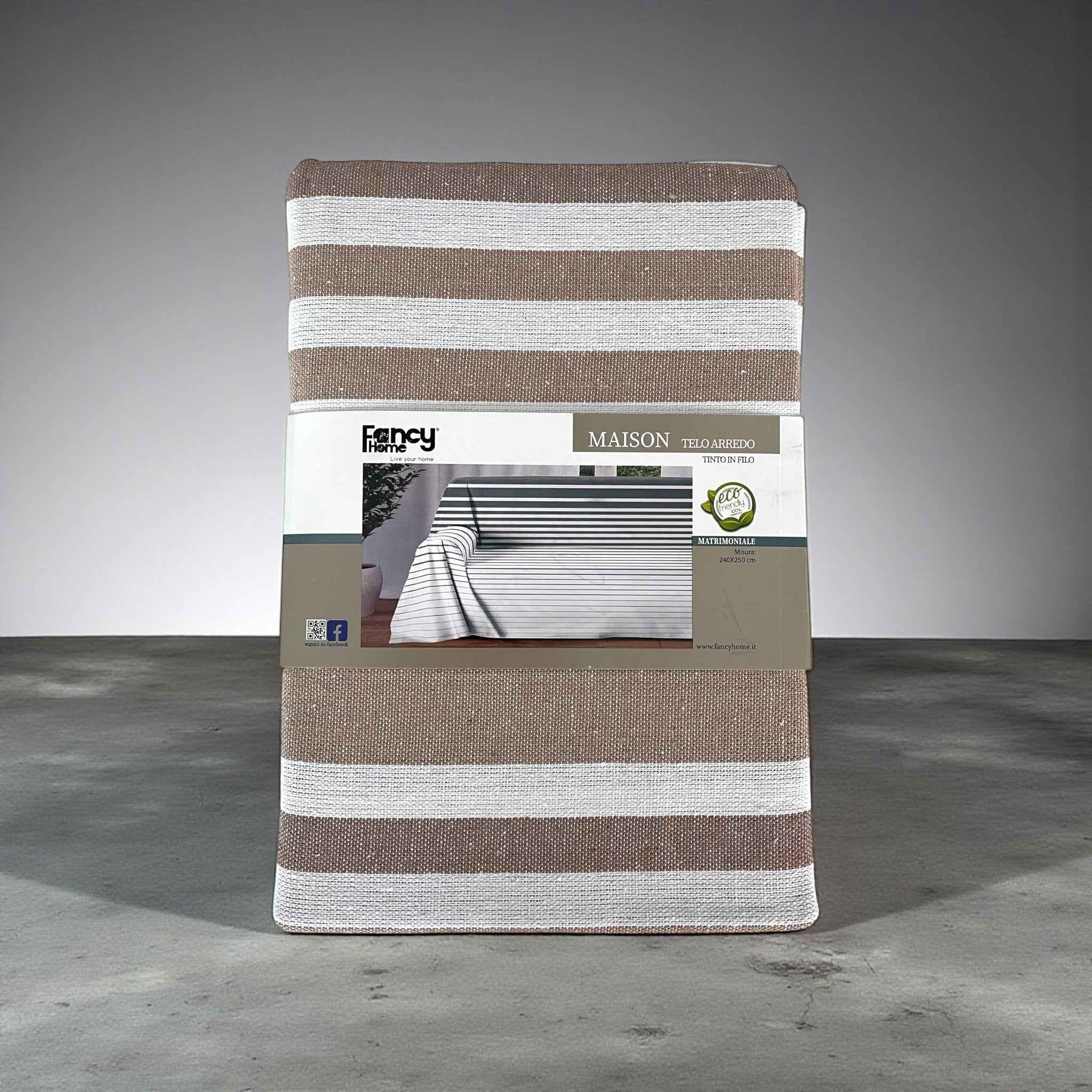 Confezione Telo Arredo Fancy Home Maison tortora 240x250 cm in cotone tinto in filo