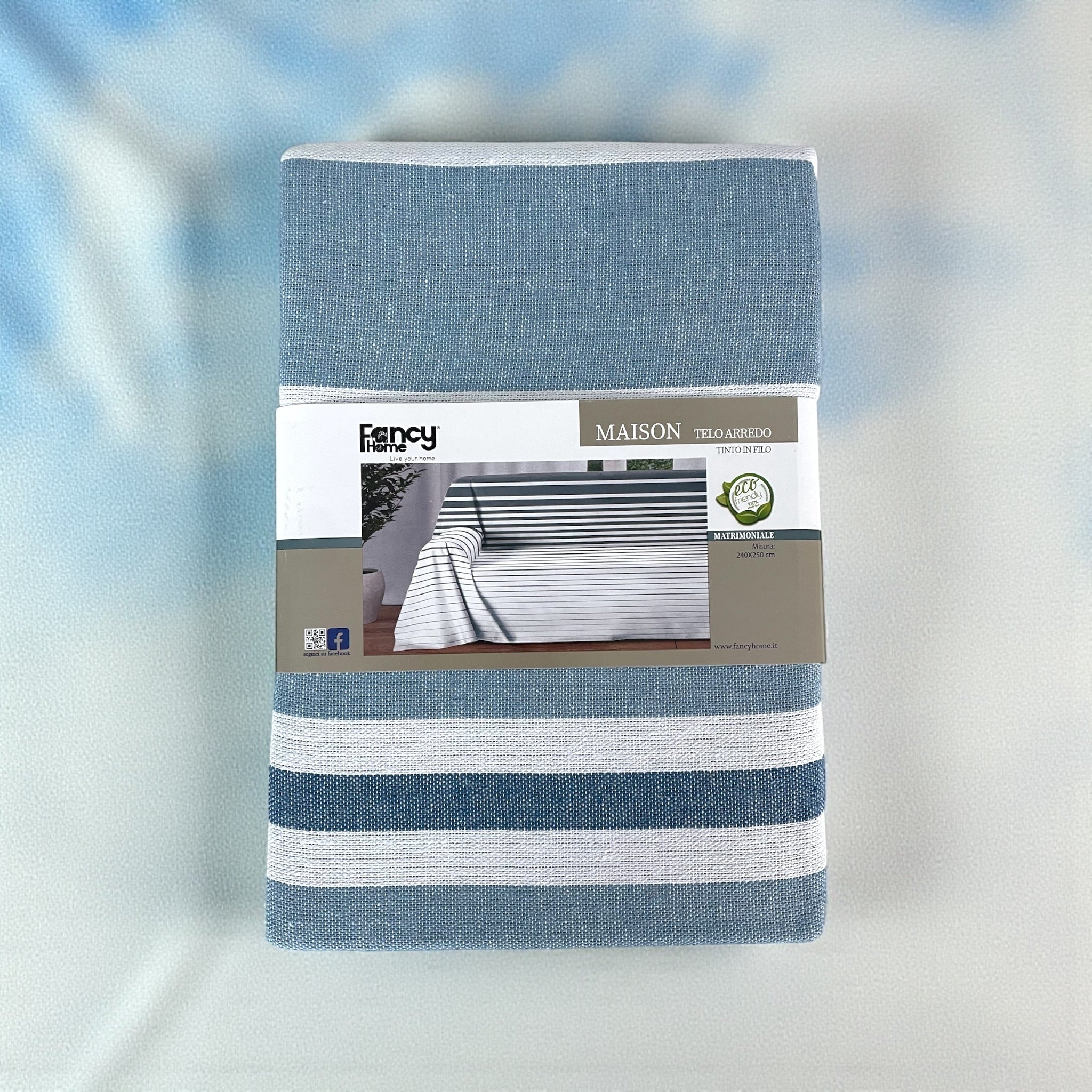 Confezione Telo Arredo Fancy Home Maison blu misura 240x250 cm in puro cotone