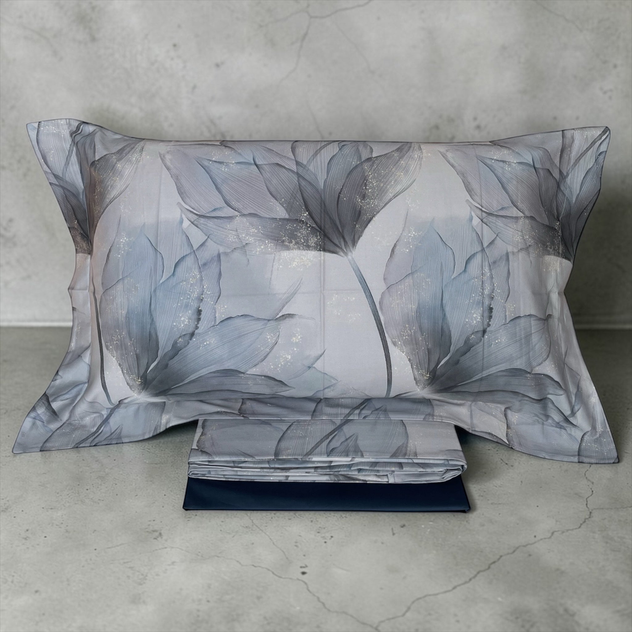 Federa a tre volant Abstract Flower raso cotone
