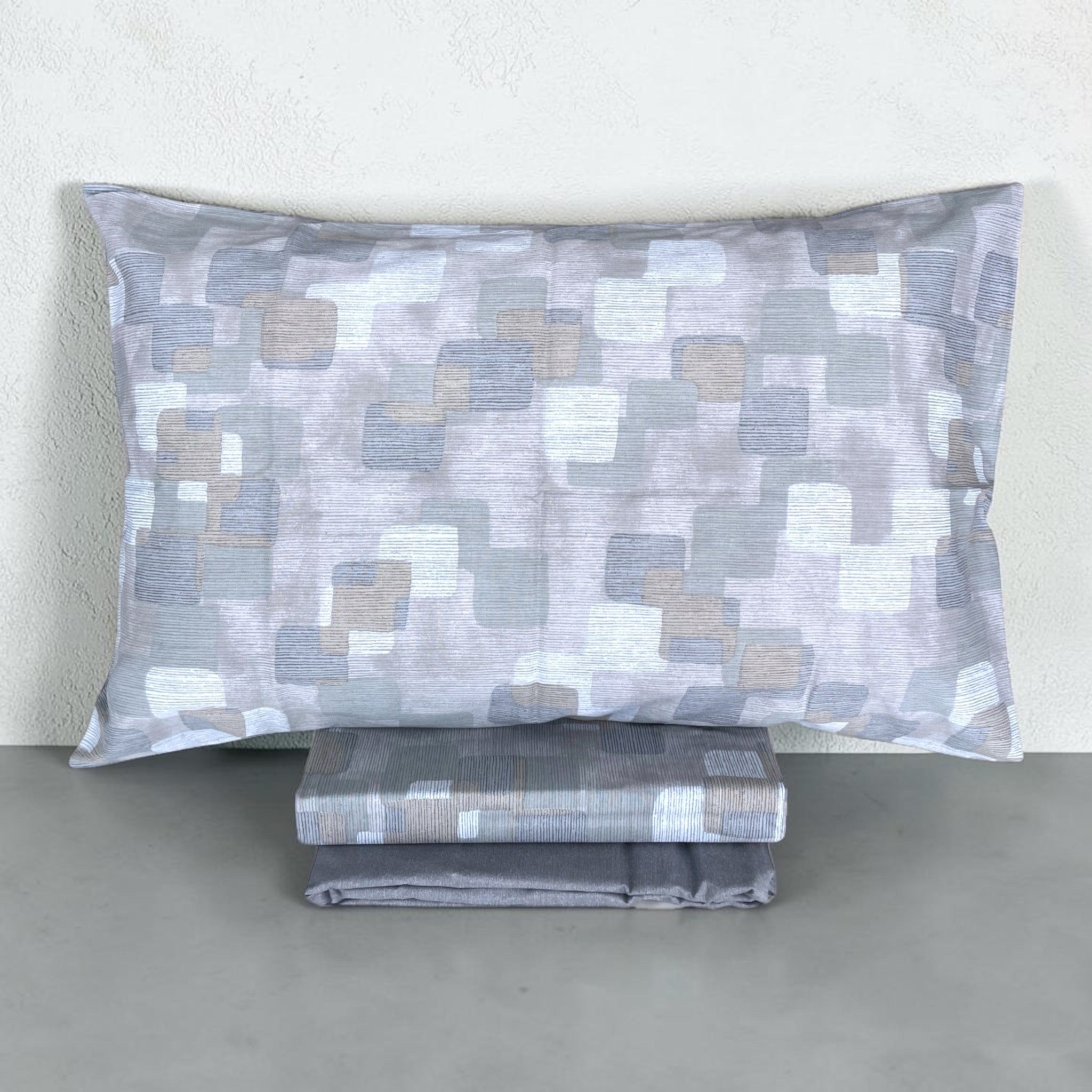 Federa Bassetti Gaming grigia con fantasia geometrica astratta in cotone