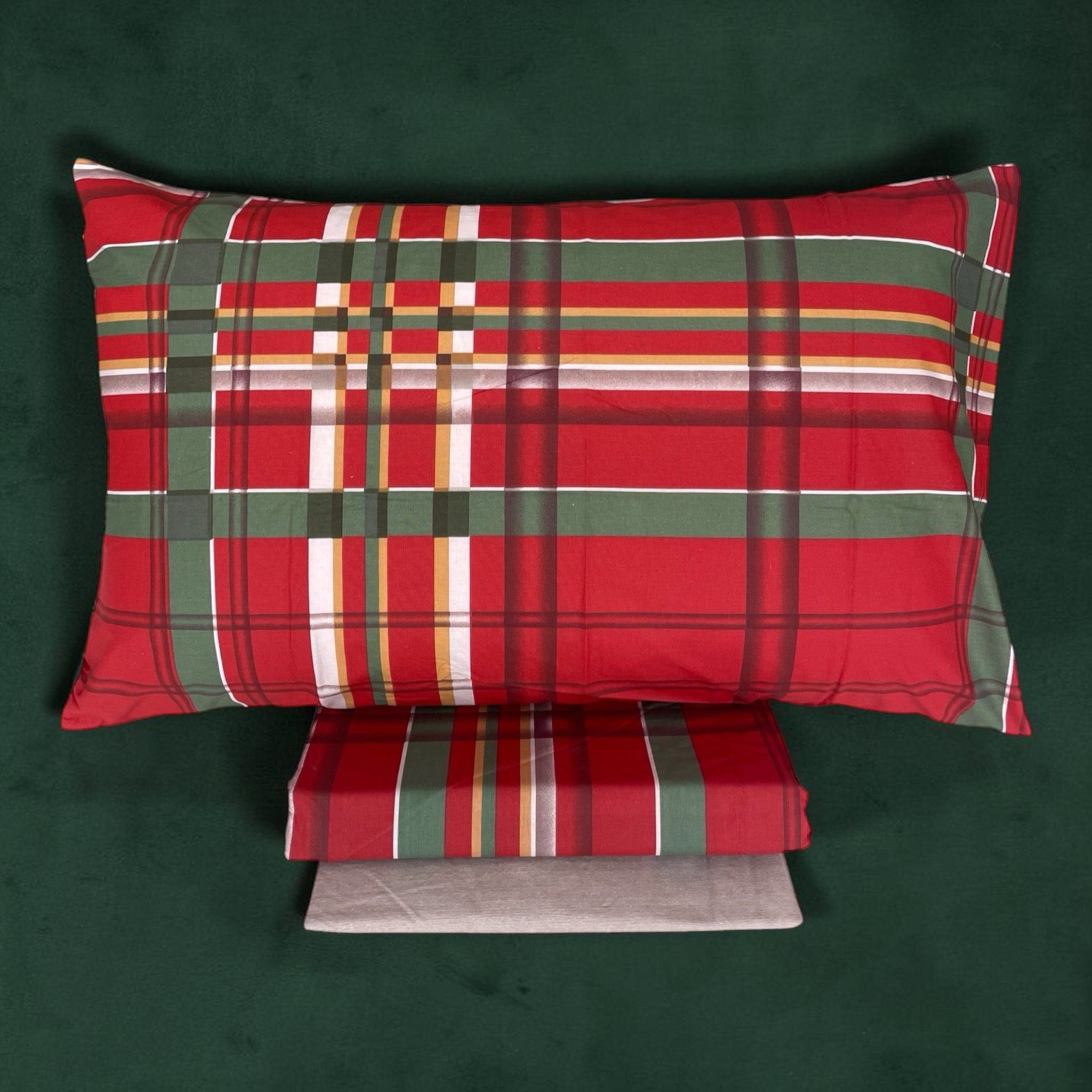 Federa cuscino Bassetti Kilt rosso con fantasia scozzese tartan in cotone