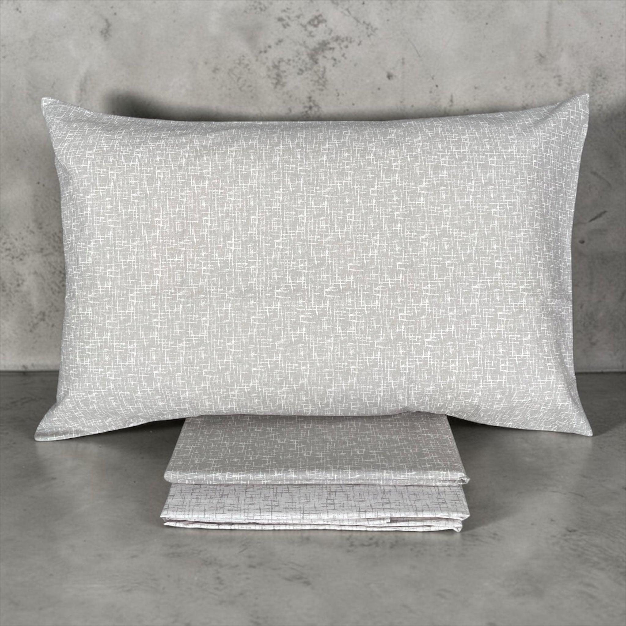 Federa double face Zambaiti Climp in cotone con fantasia geometrica moderna tortora