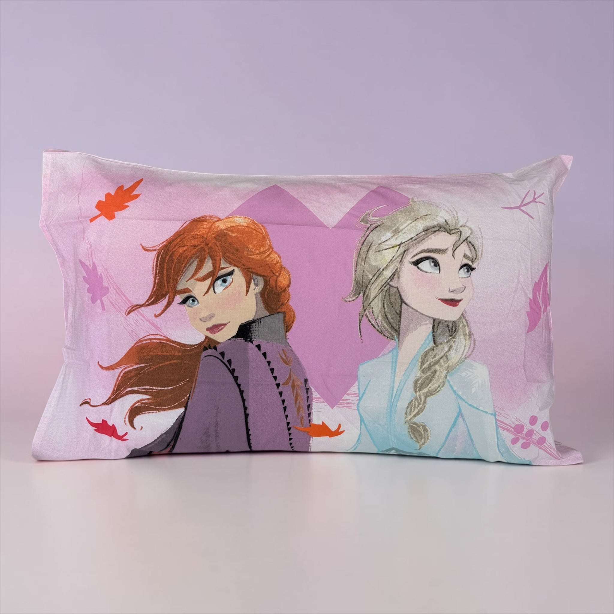 Retro della federa double face del completo lenzuola Caleffi Frozen Pink con Elsa e Anna