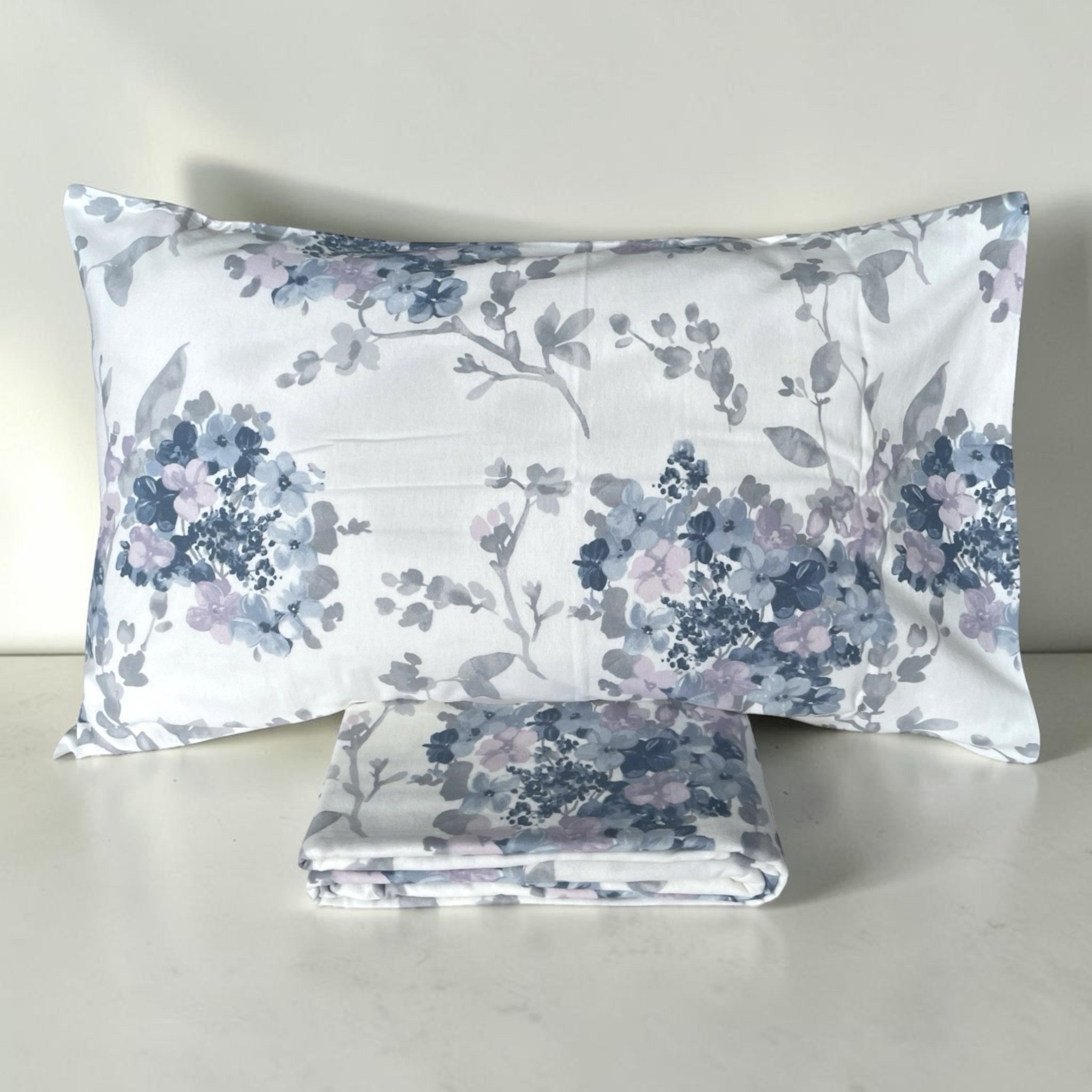Federe coordinate del completo lenzuola Mirabello Hydra azzurro in flanella di cotone