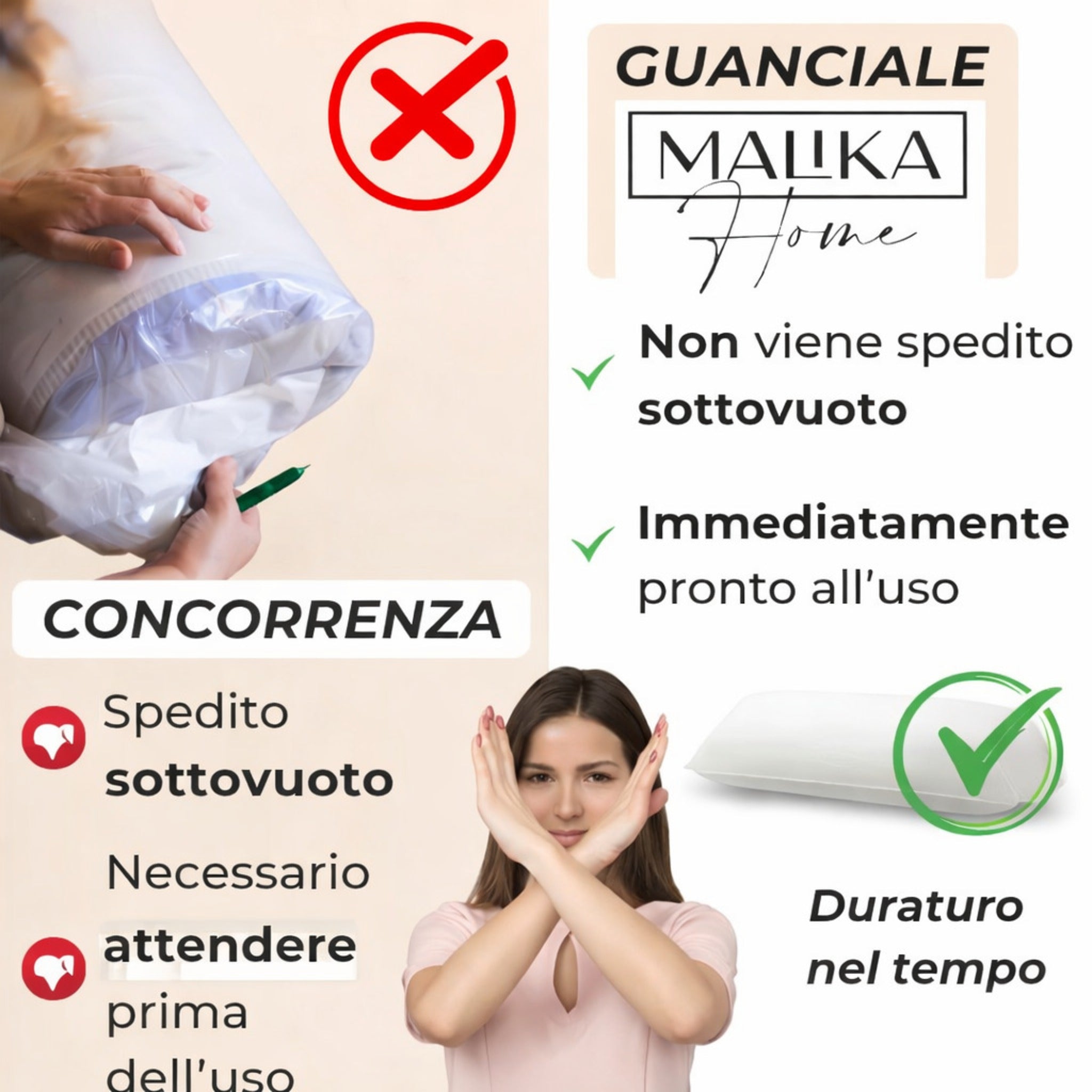 guanciale memory foam non sottovuoto pronto uso