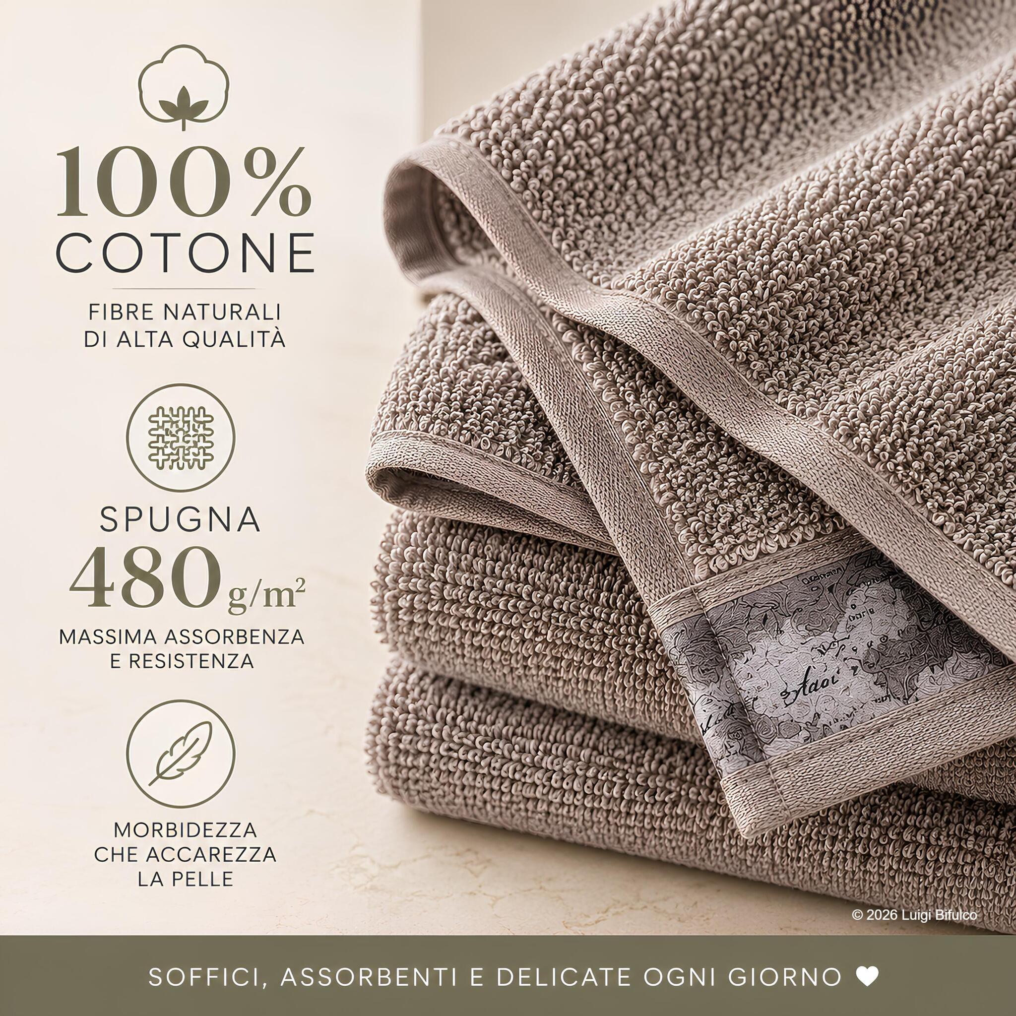Lavette Alviero Martini Prima Classe in 100% cotone con spugna da 480 g/m² colore Tortora