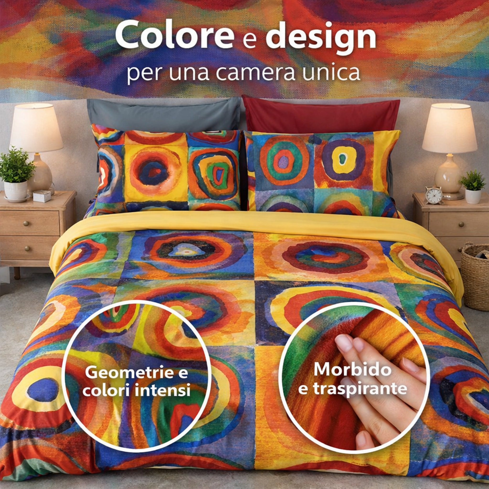 Dettaglio fantasia artistica con cerchi concentrici multicolore